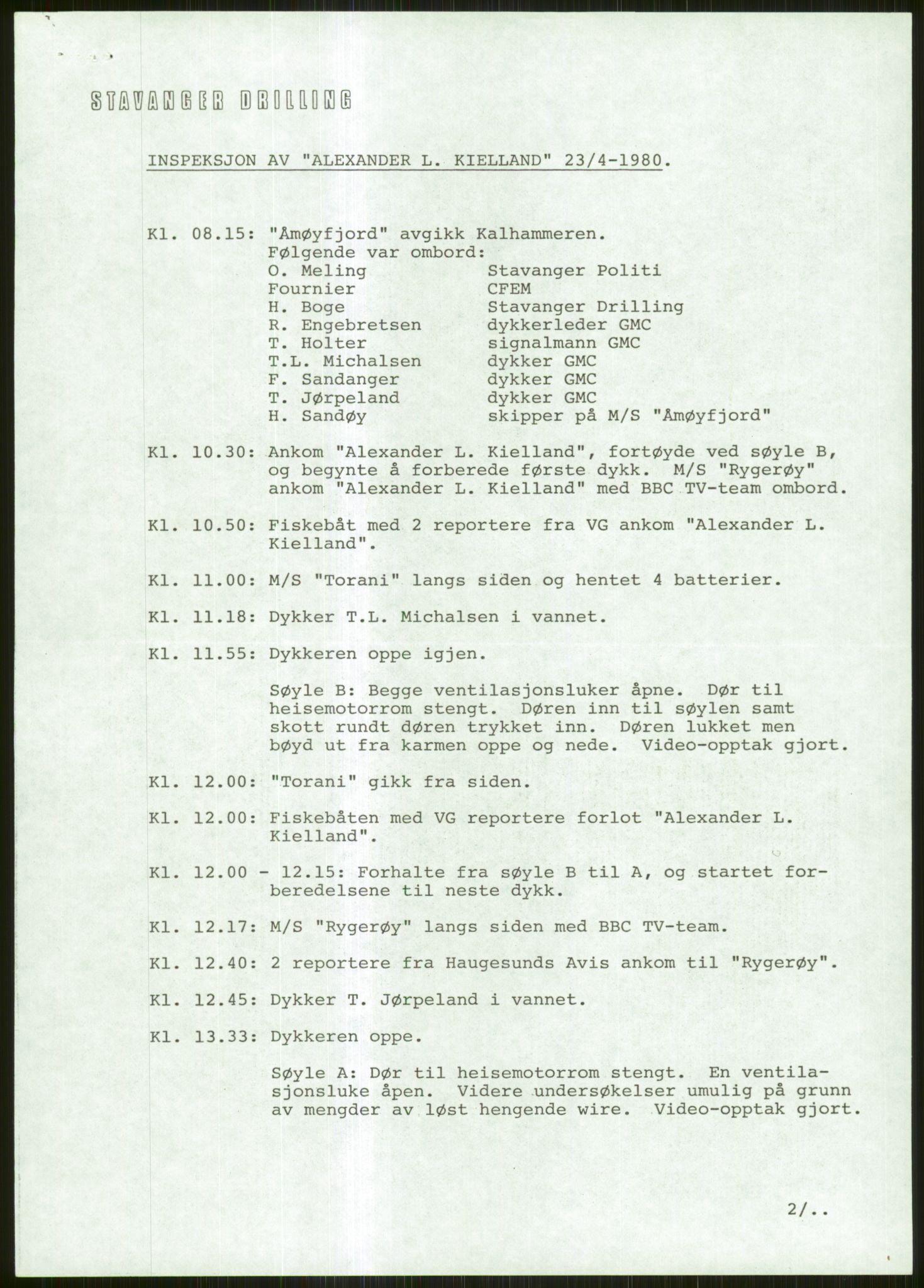 Pa 1503 - Stavanger Drilling AS, SAST/A-101906/Da/L0014: Alexander L. Kielland - Saks- og korrespondansearkiv, 1976-1987, p. 4