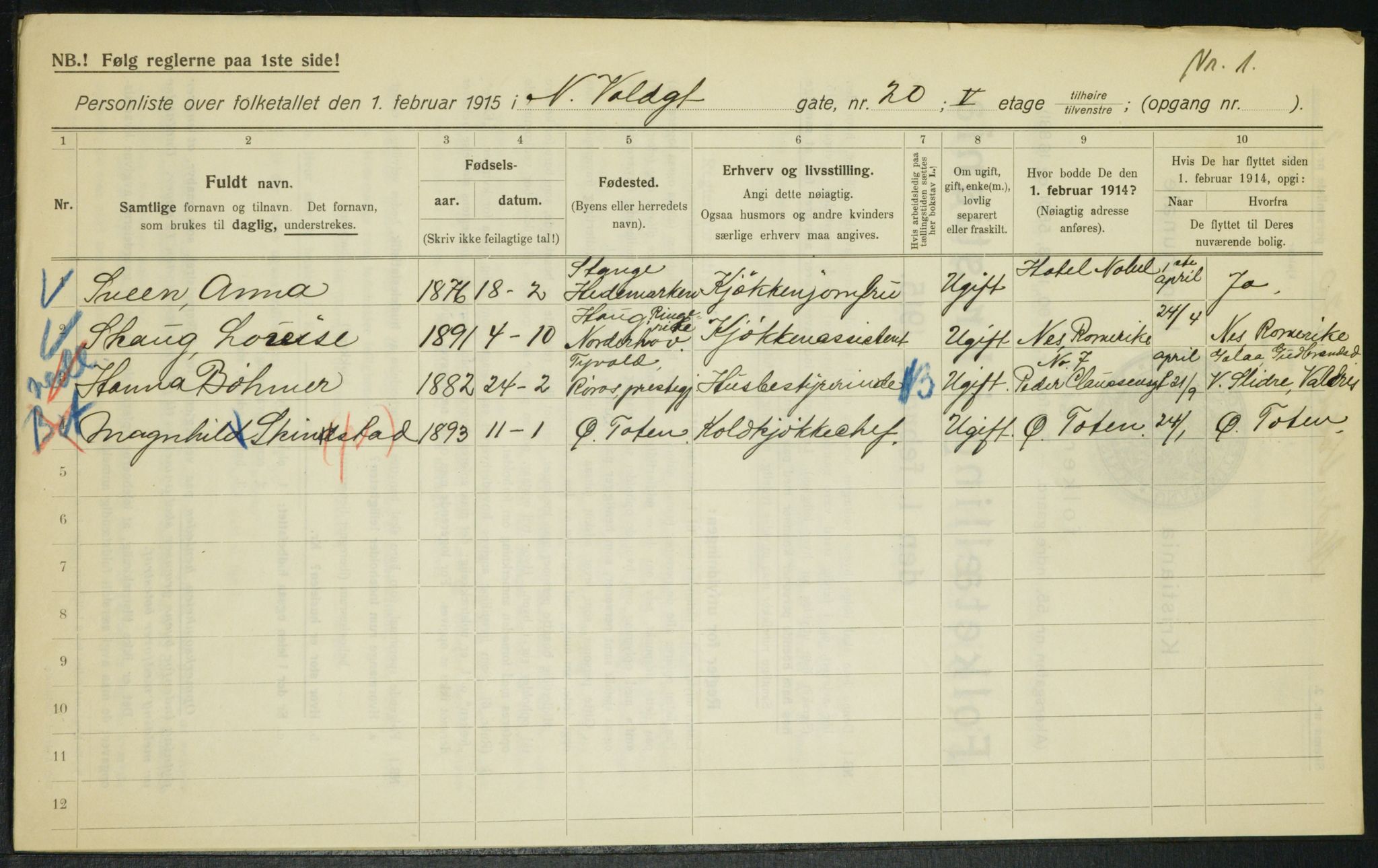 OBA, Municipal Census 1915 for Kristiania, 1915, p. 69049