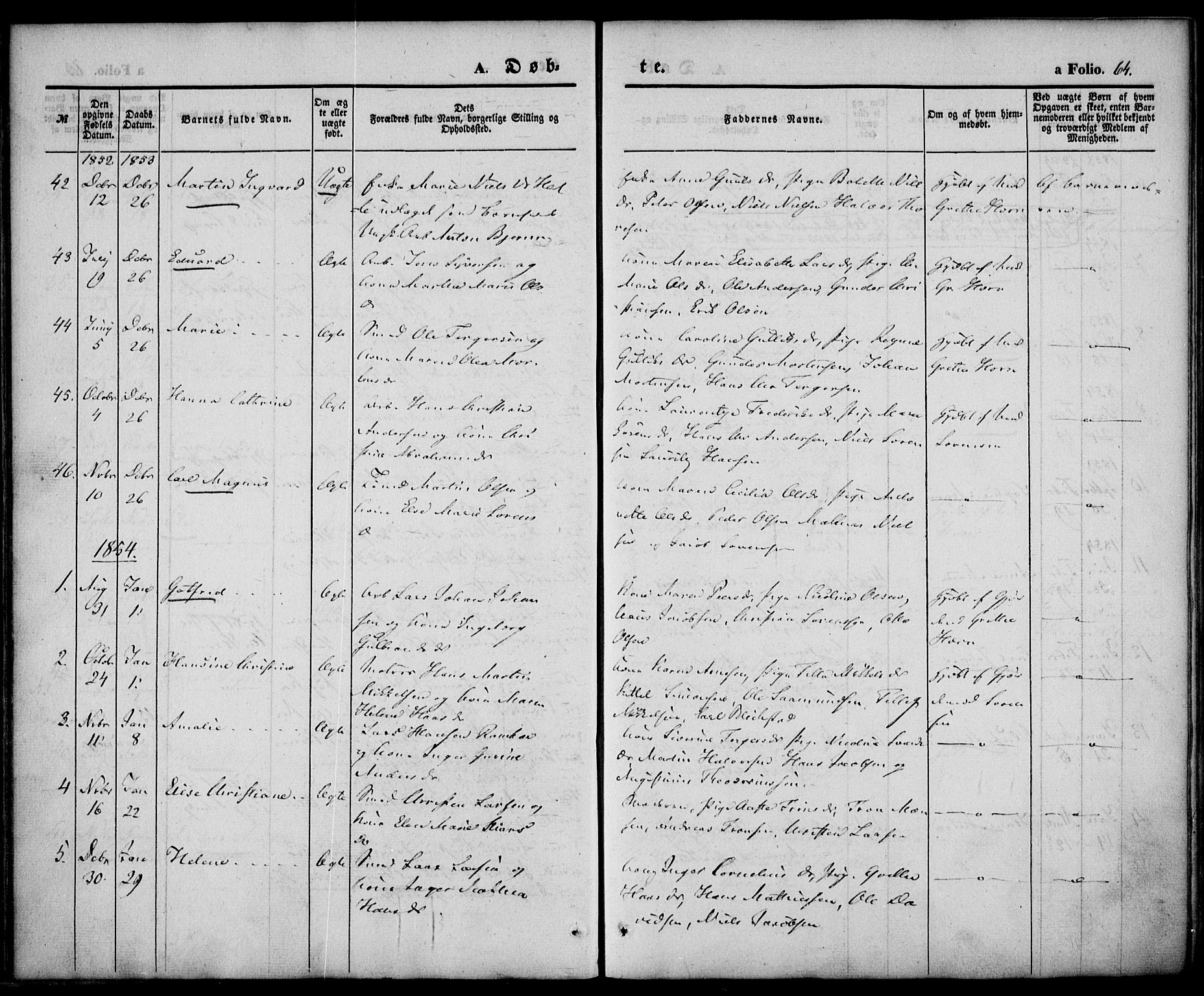 Larvik kirkebøker, SAKO/A-352/F/Fb/L0003: Parish register (official) no. II 3, 1842-1856, p. 64