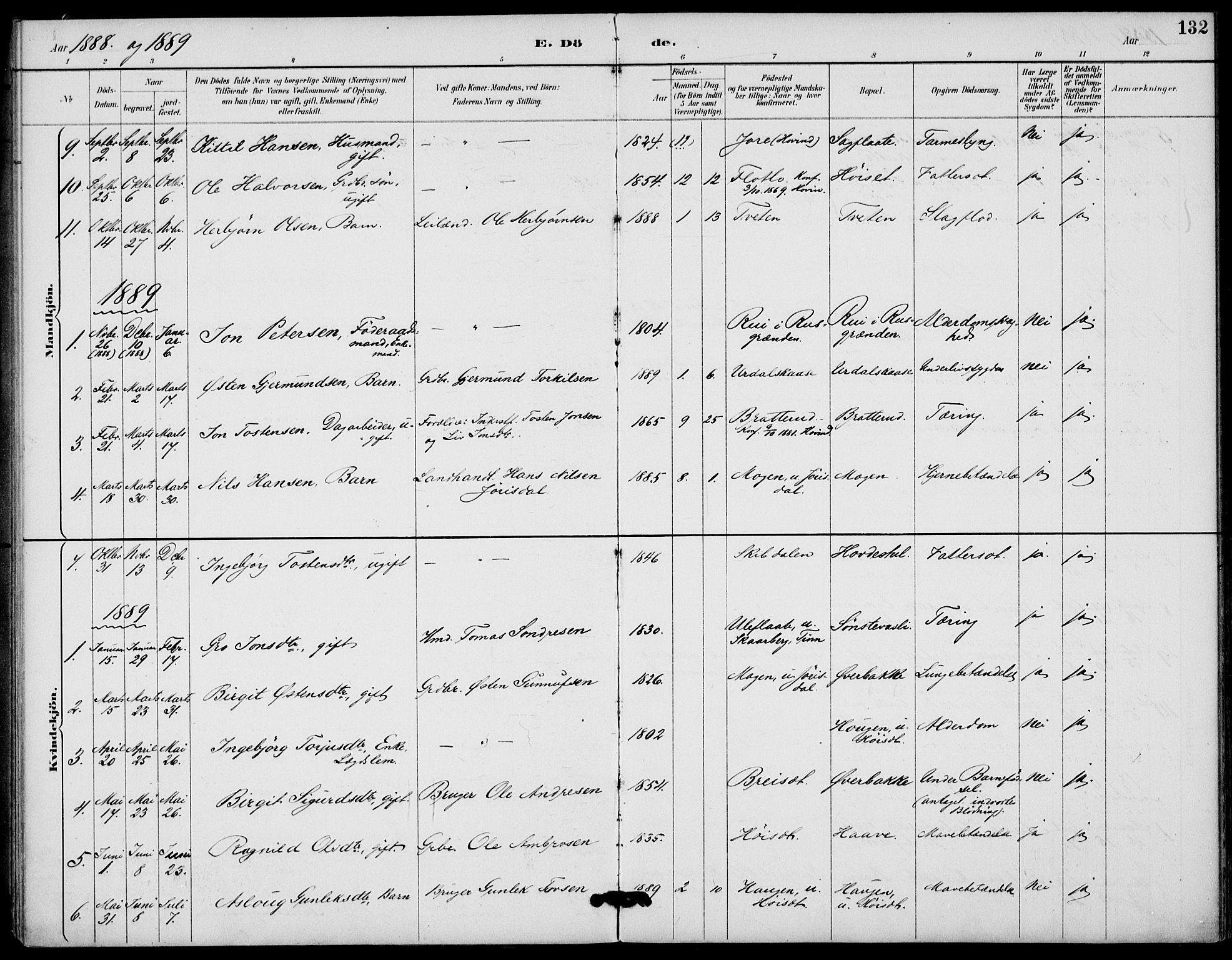 Gransherad kirkebøker, SAKO/A-267/F/Fb/L0005: Parish register (official) no. II 5, 1887-1916, p. 132