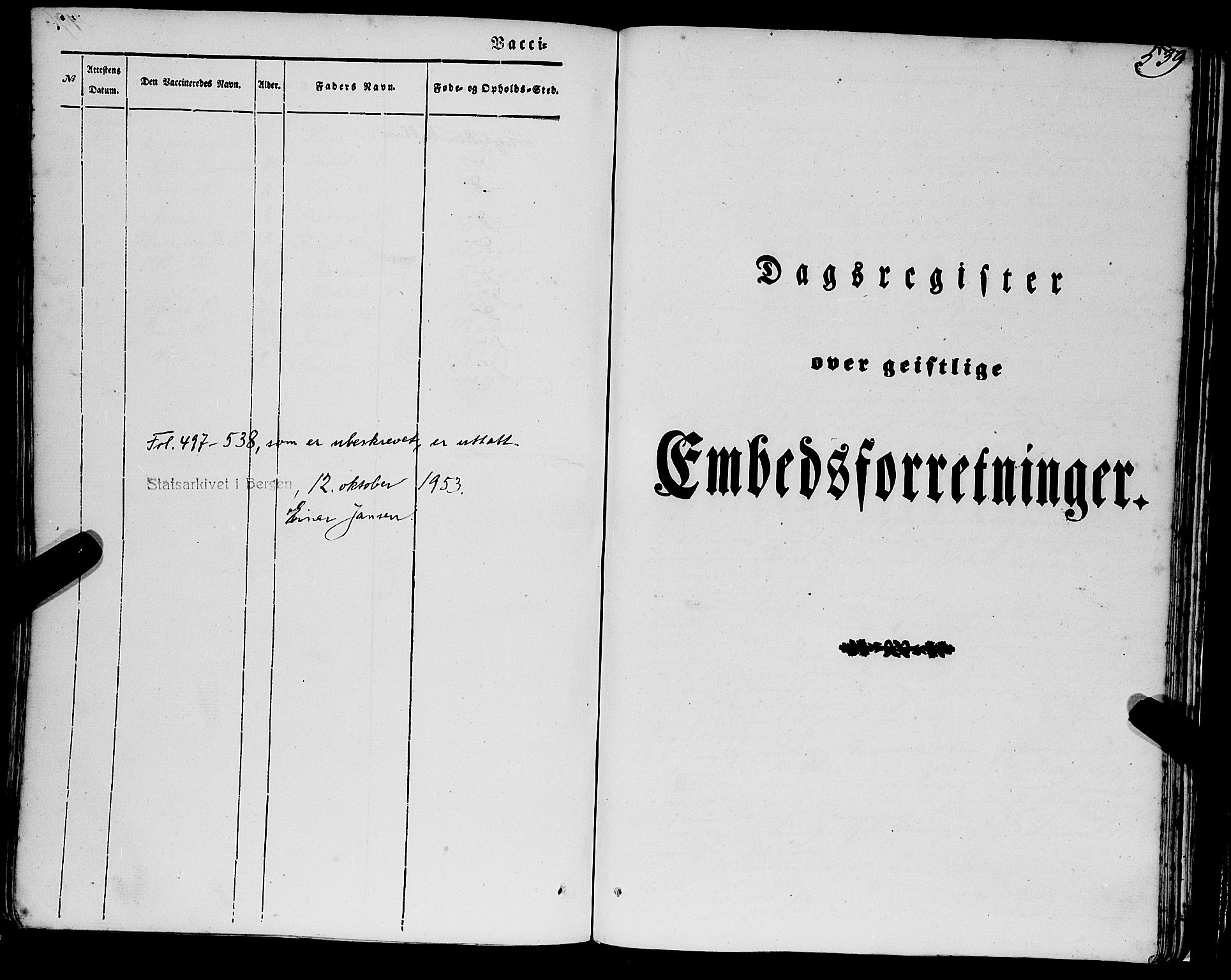 Eid sokneprestembete, SAB/A-82301/H/Haa/Haaa/L0007: Parish register (official) no. A 7, 1844-1858, p. 539