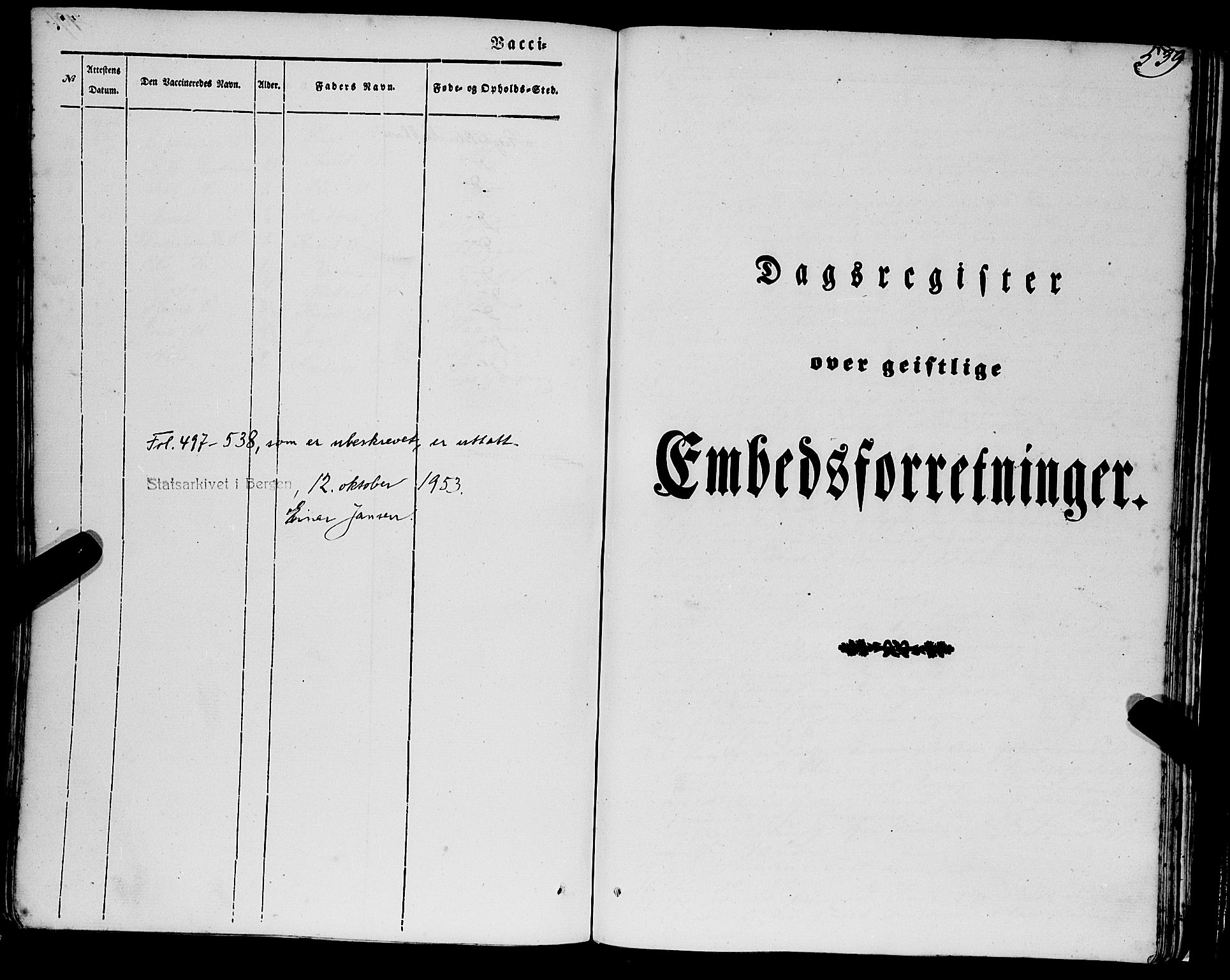 Eid sokneprestembete, AV/SAB-A-82301/H/Haa/Haaa/L0007: Parish register (official) no. A 7, 1844-1858, p. 539