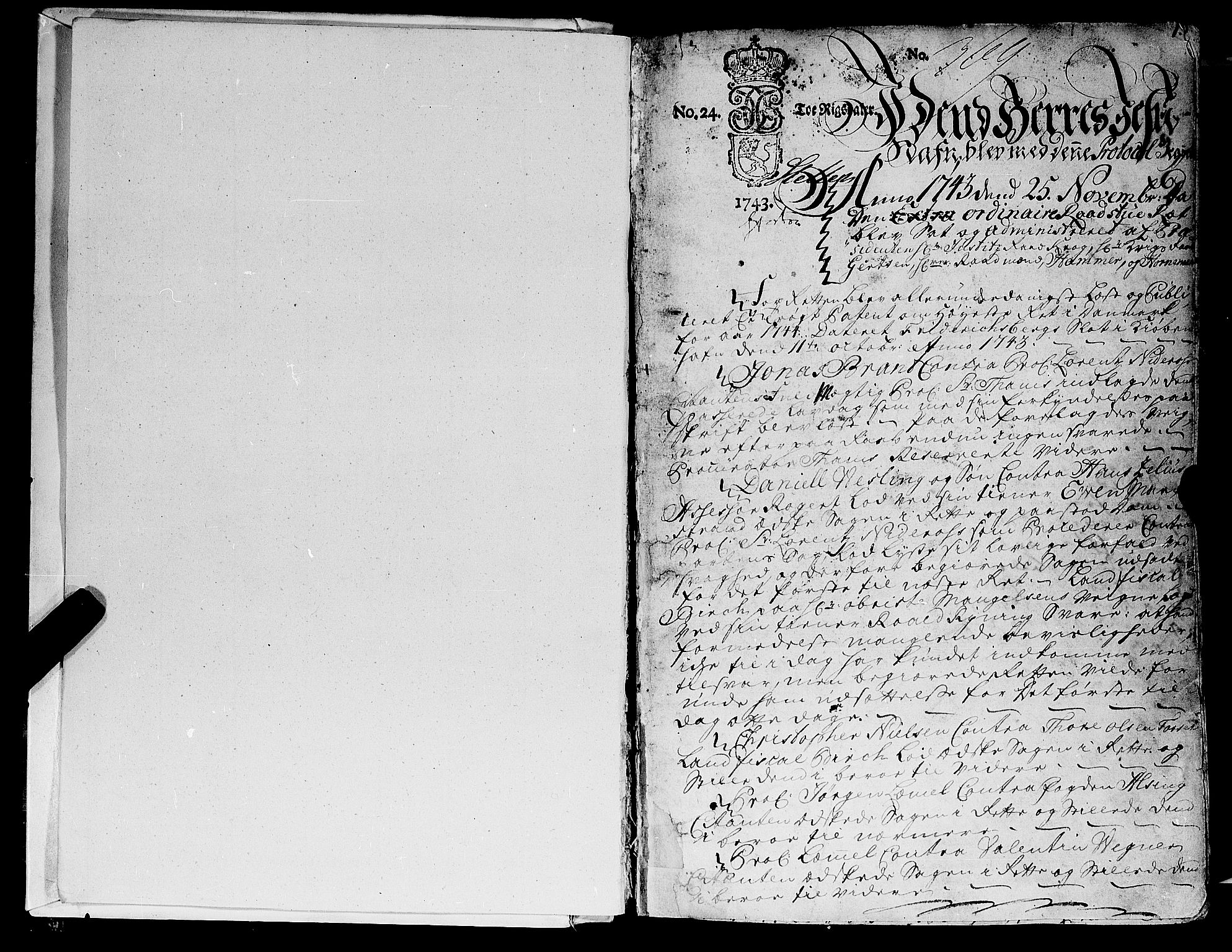 Trondheim magistrat, SAT/A-4372/A/Aa/L0015: Rådstueprotokoller, 1743-1754, p. 1