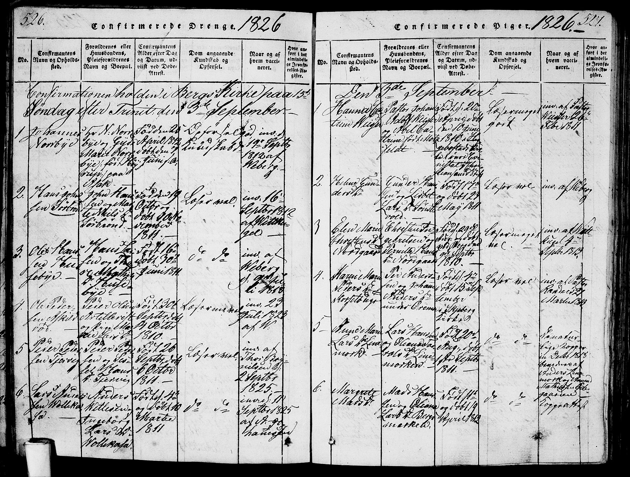 Berg prestekontor Kirkebøker, SAO/A-10902/G/Ga/L0001: Parish register (copy) no. I 1, 1815-1832, p. 526-527