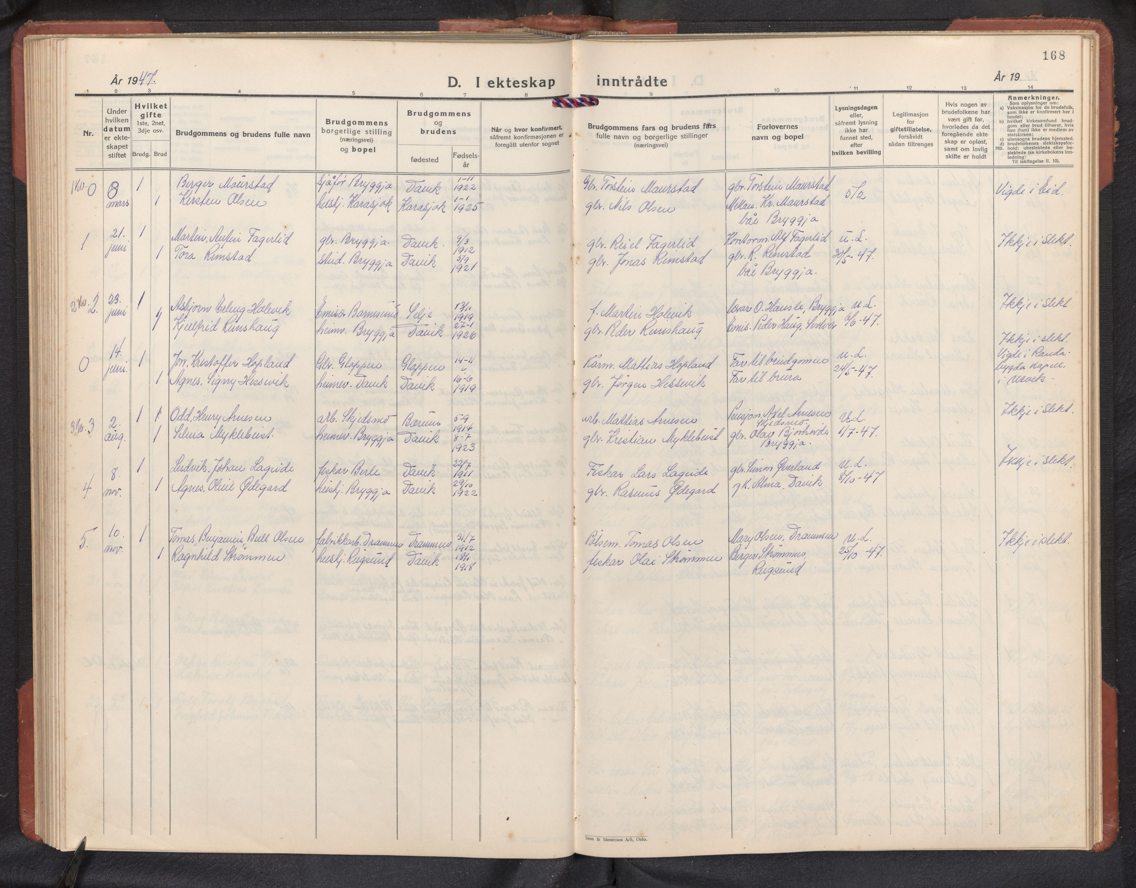 Davik sokneprestembete, AV/SAB-A-79701/H/Hab/Habc/L0004: Parish register (copy) no. C 4, 1930-1952, p. 167b-168a