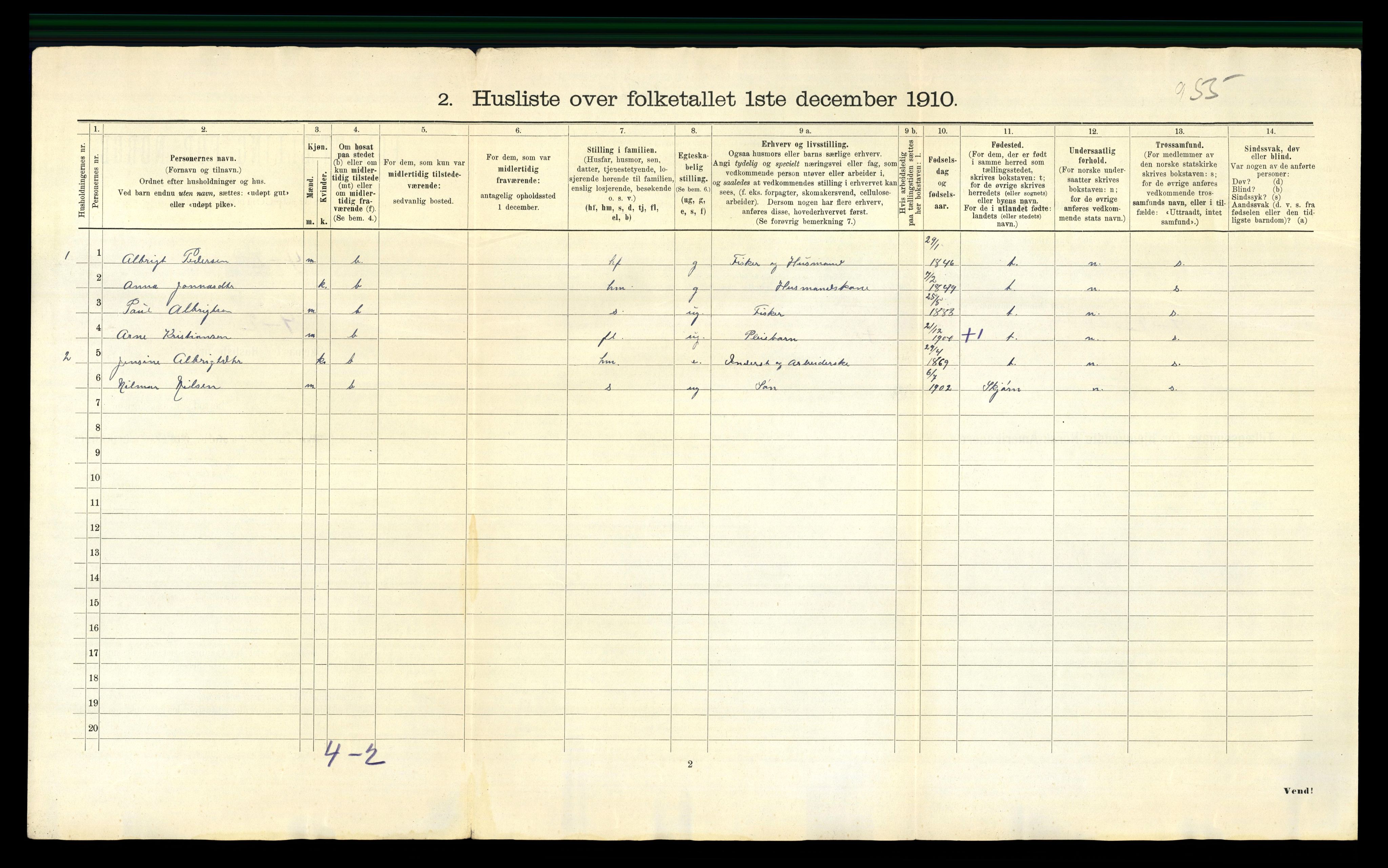 RA, 1910 census for Aa, 1910, p. 45