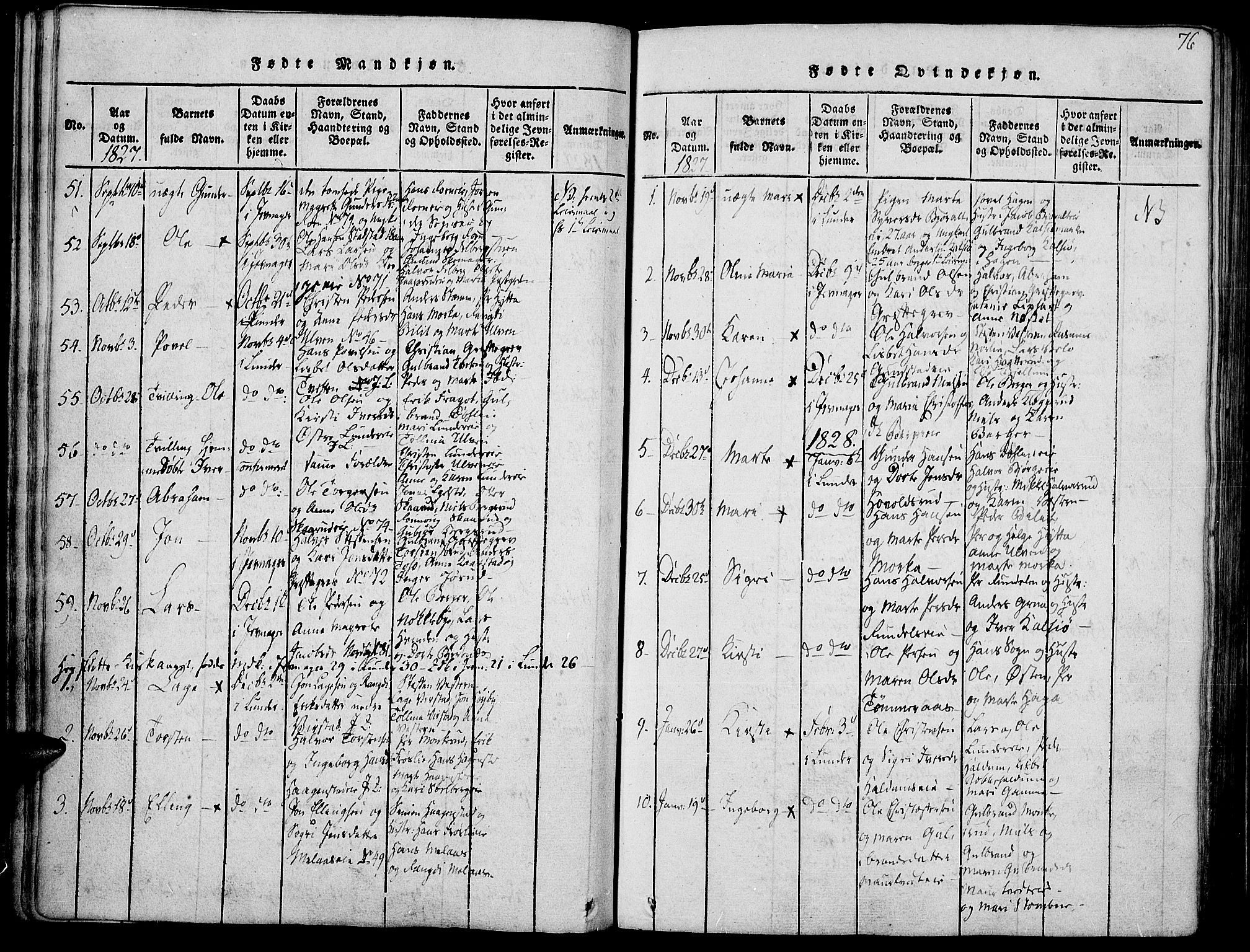 Jevnaker prestekontor, AV/SAH-PREST-116/H/Ha/Haa/L0005: Parish register (official) no. 5, 1815-1837, p. 76