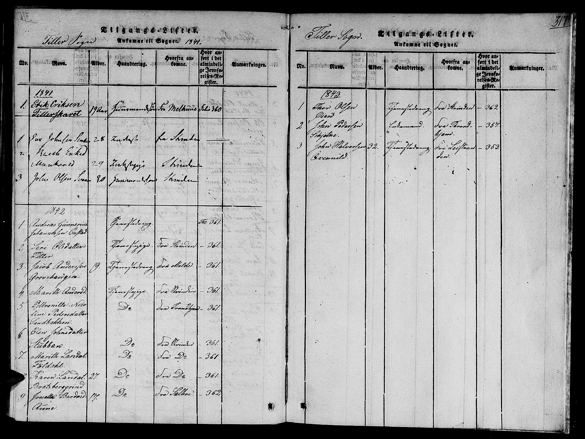 Ministerialprotokoller, klokkerbøker og fødselsregistre - Sør-Trøndelag, SAT/A-1456/618/L0440: Parish register (official) no. 618A04 /2, 1816-1843, p. 317