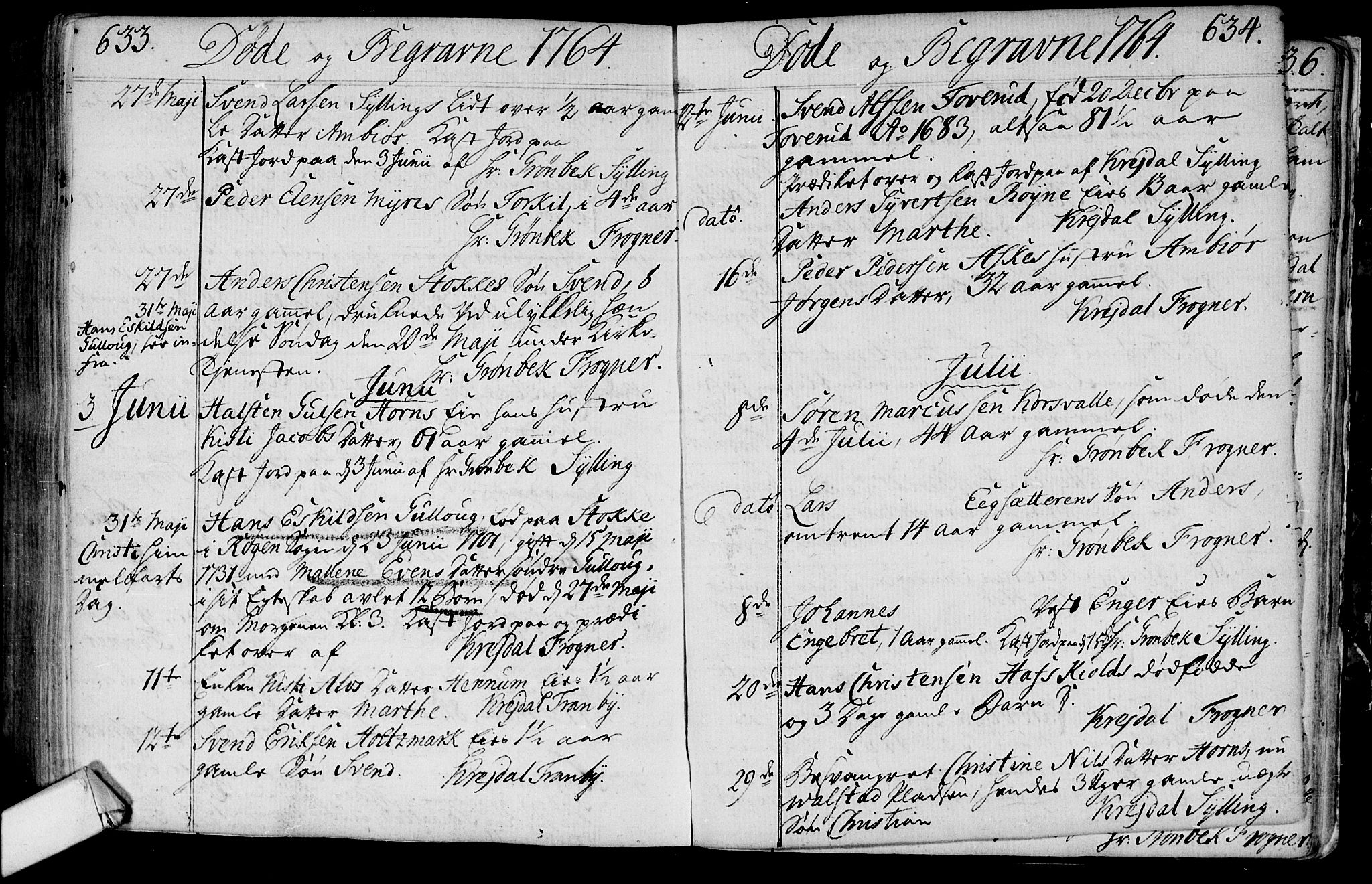 Lier kirkebøker, SAKO/A-230/F/Fa/L0004: Parish register (official) no. I 4, 1749-1764, p. 633-634