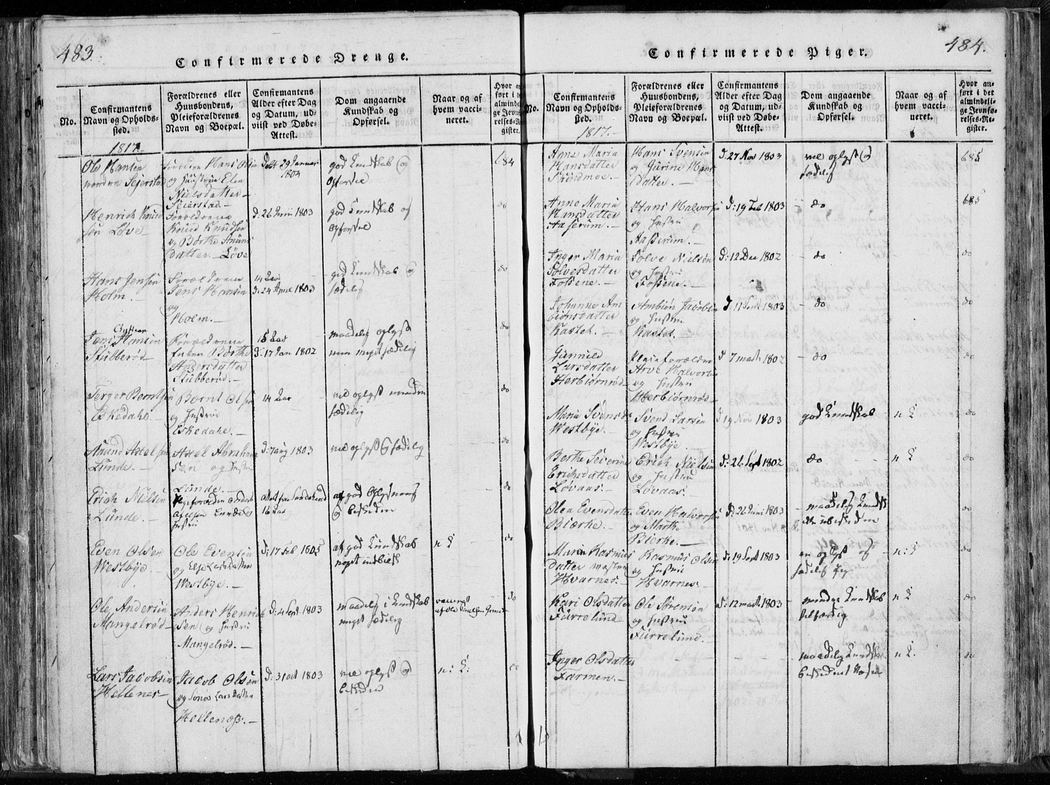 Hedrum kirkebøker, SAKO/A-344/F/Fa/L0004: Parish register (official) no. I 4, 1817-1835, p. 483-484