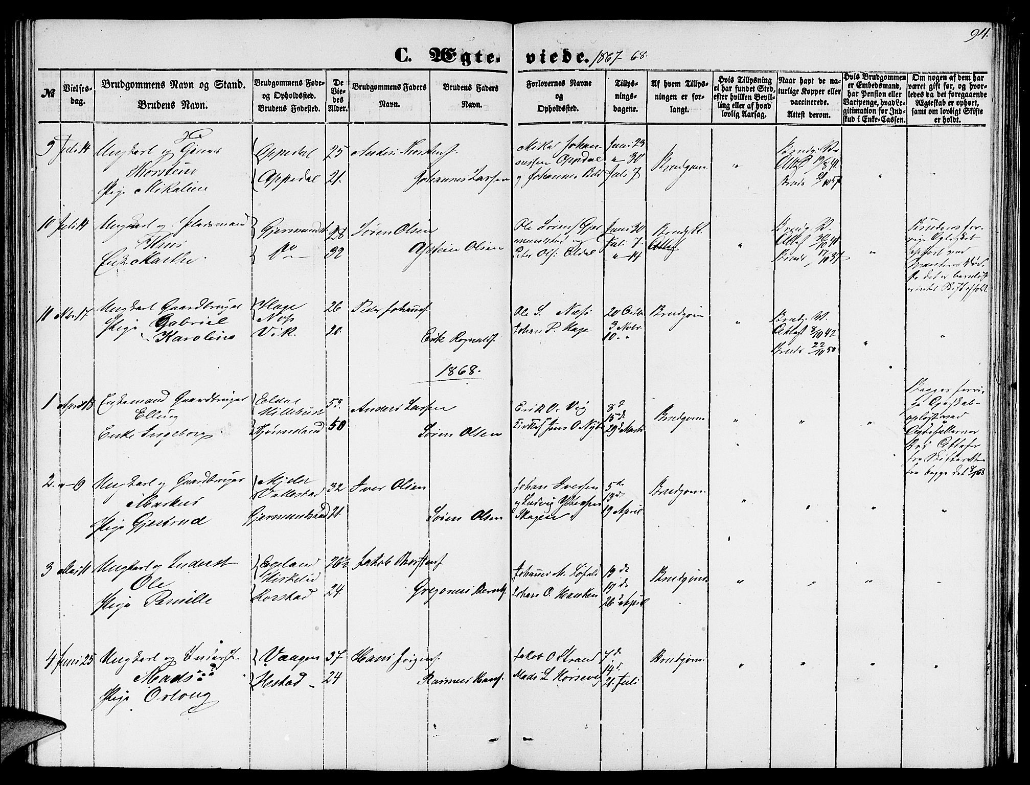 Gaular sokneprestembete, SAB/A-80001/H/Hab: Parish register (copy) no. C 1, 1853-1877, p. 94
