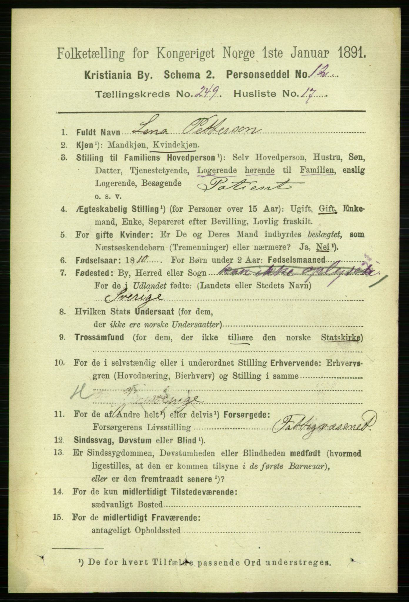 RA, 1891 census for 0301 Kristiania, 1891, p. 152663