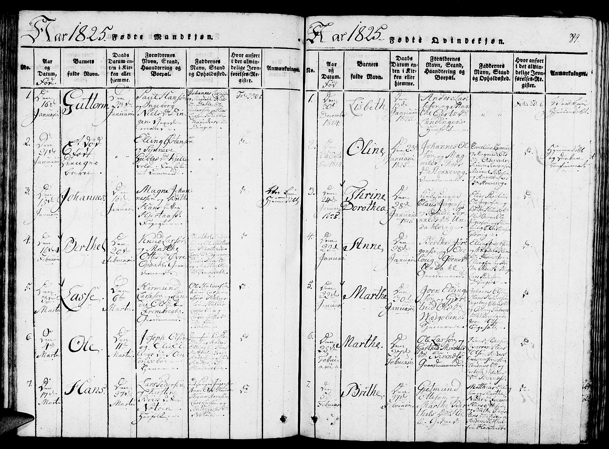 Gulen sokneprestembete, AV/SAB-A-80201/H/Haa/Haaa/L0018: Parish register (official) no. A 18, 1816-1825, p. 84