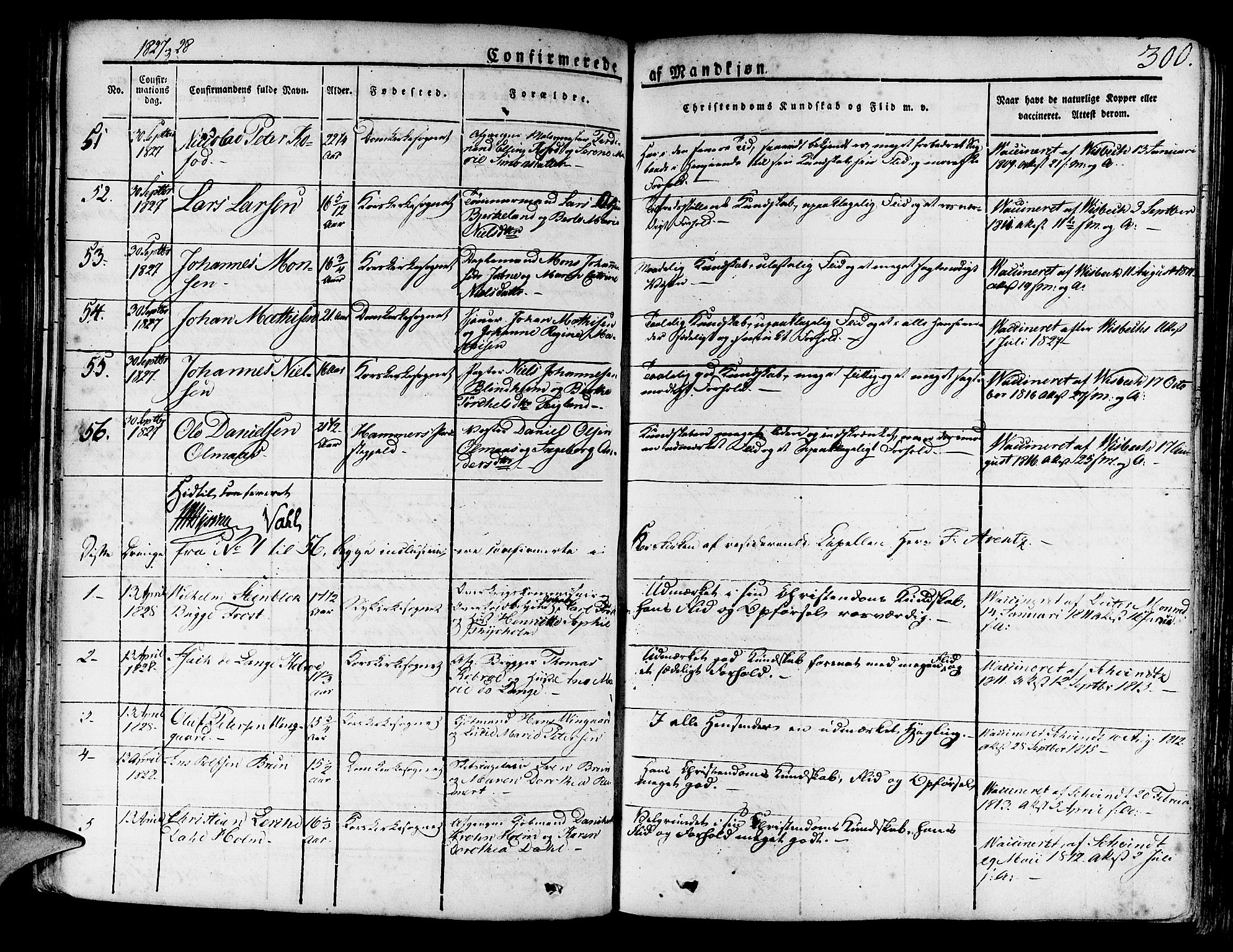 Korskirken sokneprestembete, SAB/A-76101/H/Haa/L0014: Parish register (official) no. A 14, 1823-1835, p. 300