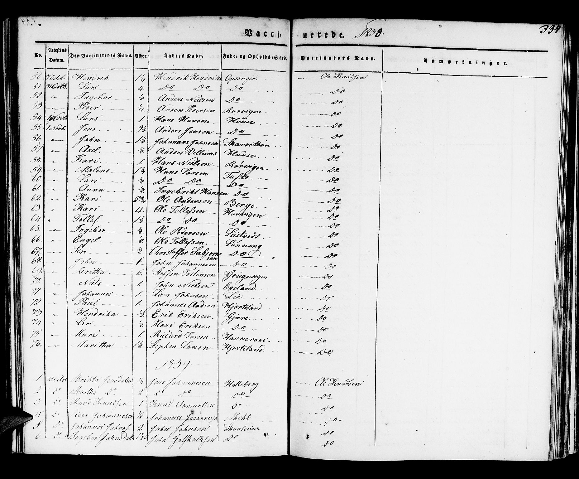 Kvinnherad sokneprestembete, AV/SAB-A-76401/H/Haa: Parish register (official) no. A 6, 1835-1843, p. 334