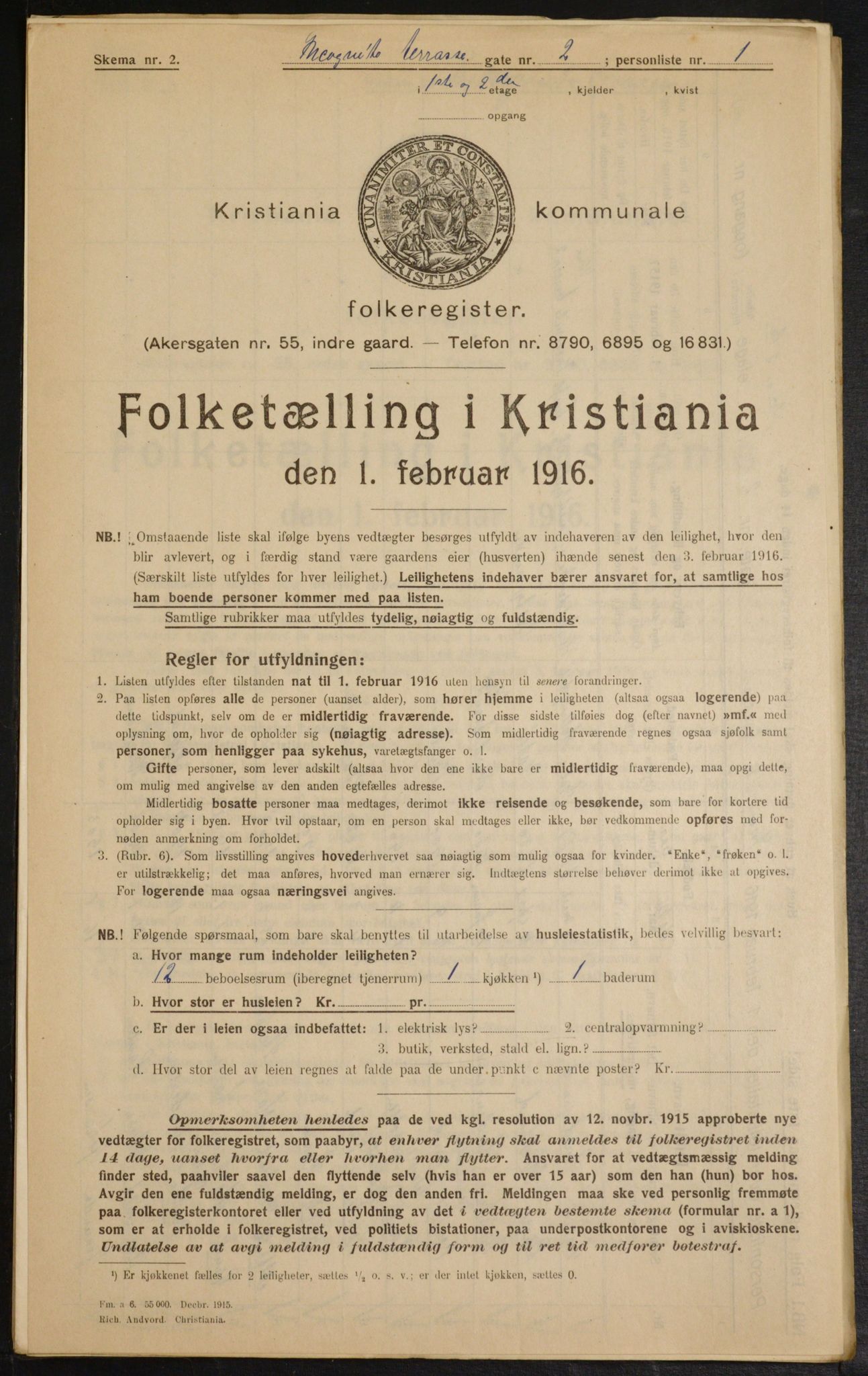 OBA, Municipal Census 1916 for Kristiania, 1916, p. 45331