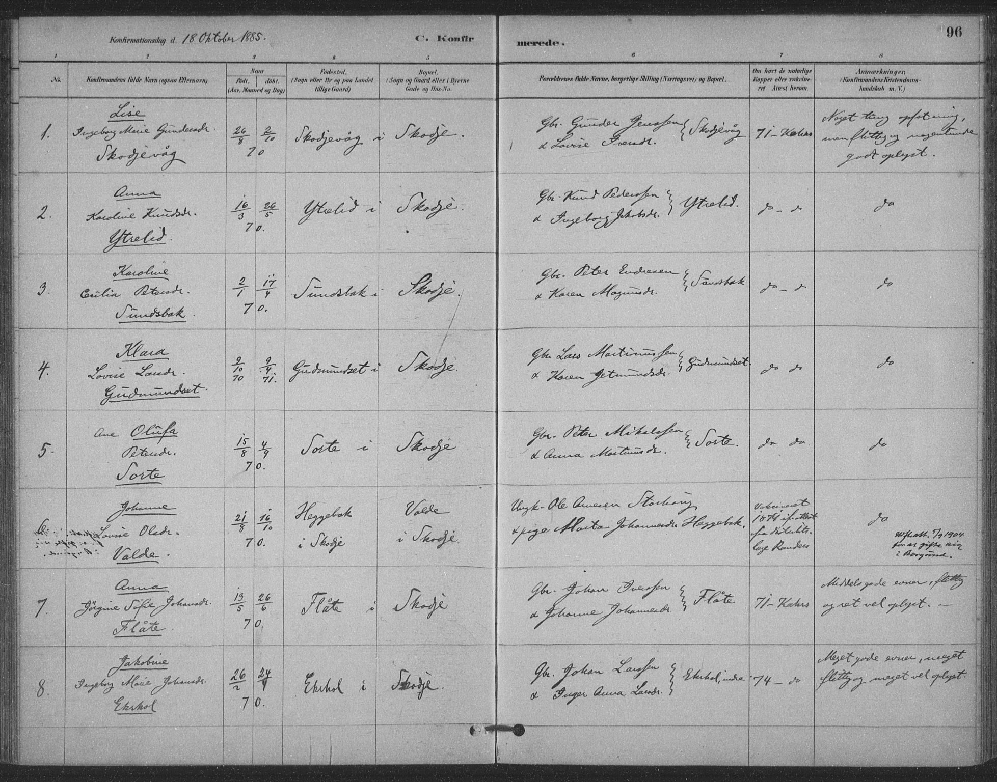 Ministerialprotokoller, klokkerbøker og fødselsregistre - Møre og Romsdal, AV/SAT-A-1454/524/L0356: Parish register (official) no. 524A08, 1880-1899, p. 96