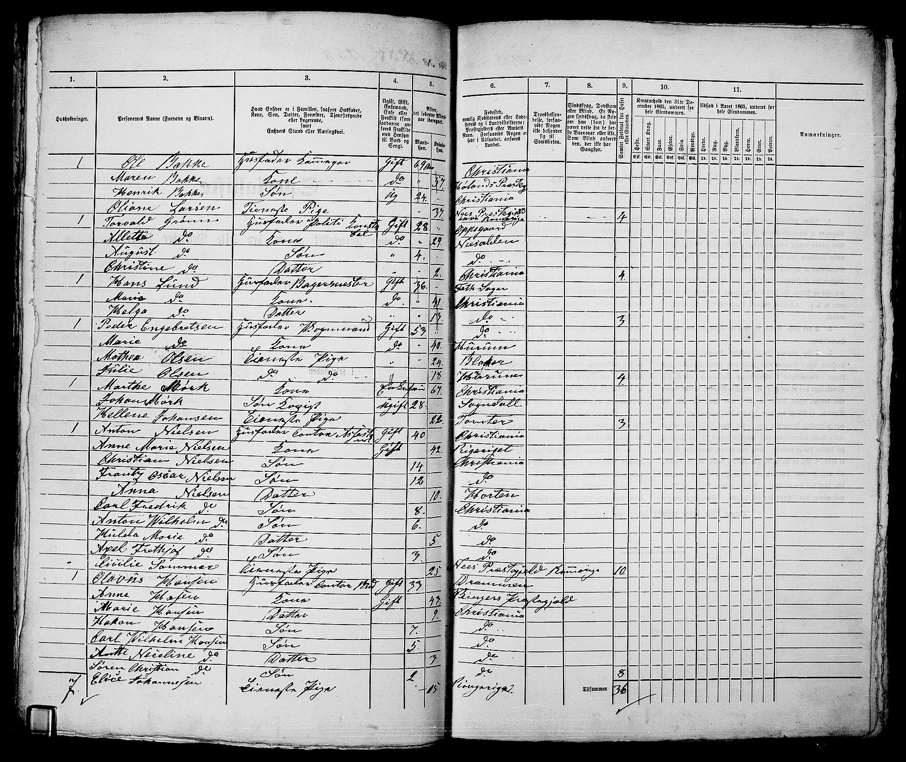 RA, 1865 census for Kristiania, 1865, p. 2856