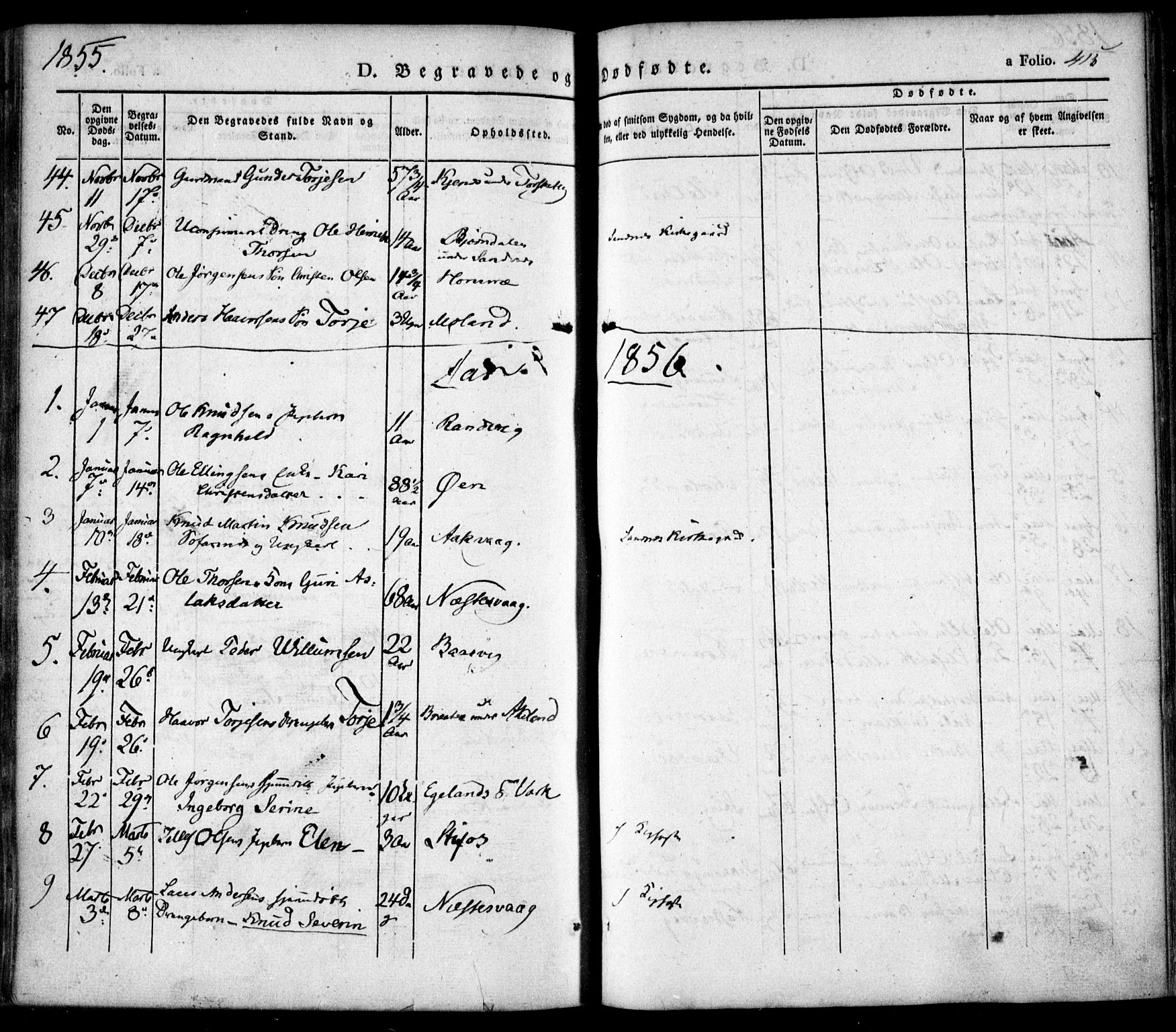 Søndeled sokneprestkontor, SAK/1111-0038/F/Fa/L0002: Parish register (official) no. A 2, 1839-1860, p. 415