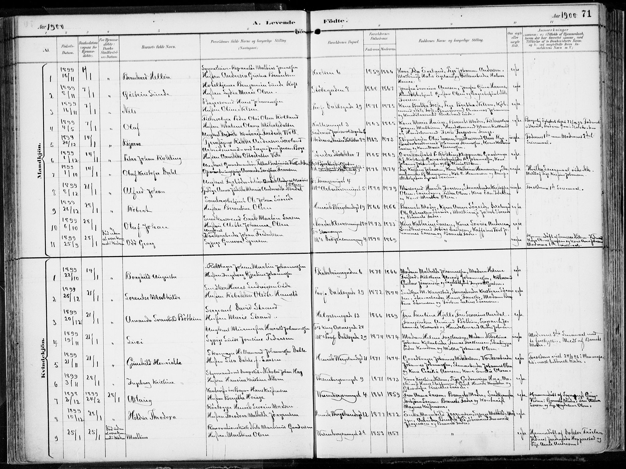 Mariakirken Sokneprestembete, SAB/A-76901/H/Hab/L0005: Parish register (copy) no. A 5, 1893-1913, p. 71