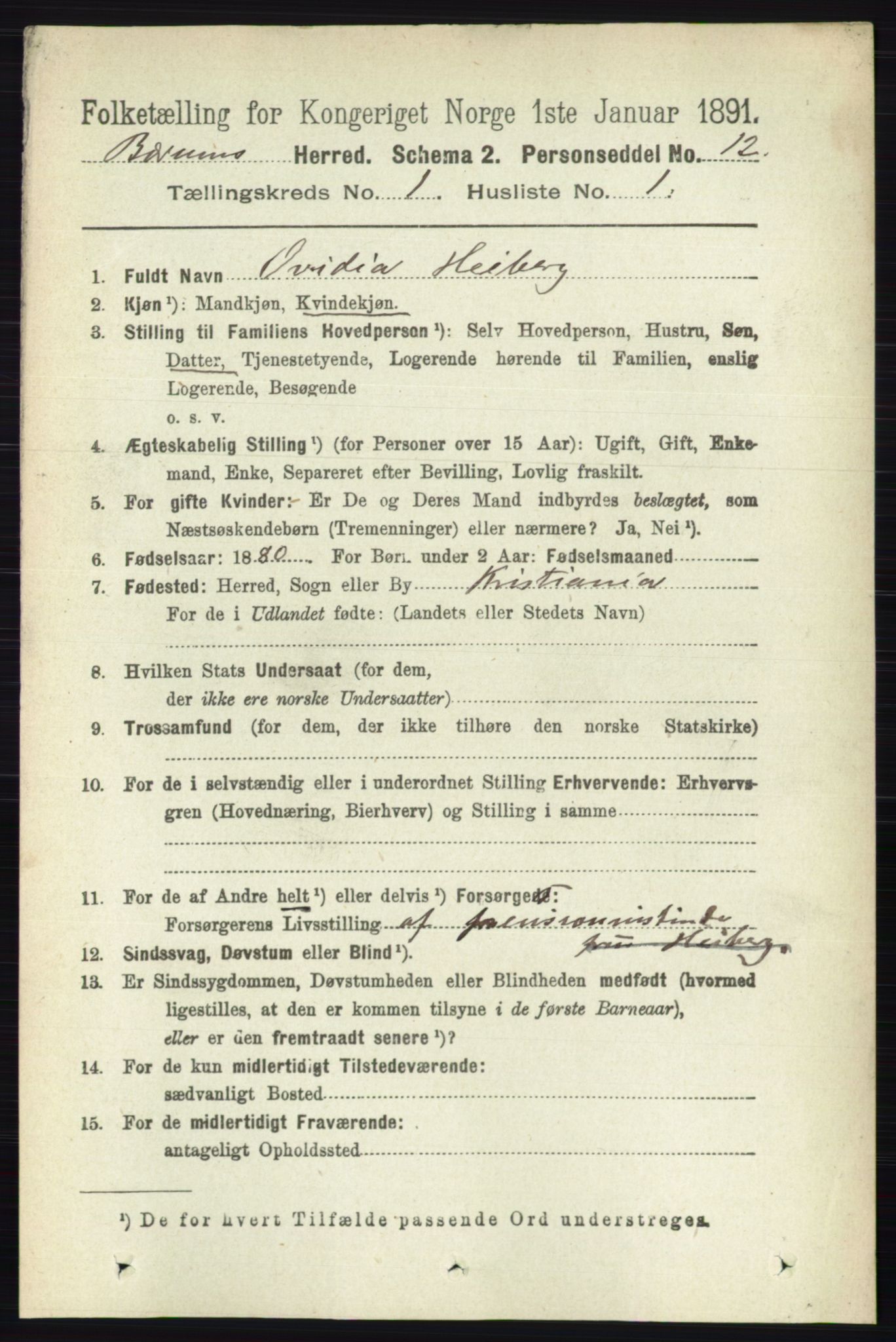 RA, 1891 census for 0219 Bærum, 1891, p. 159