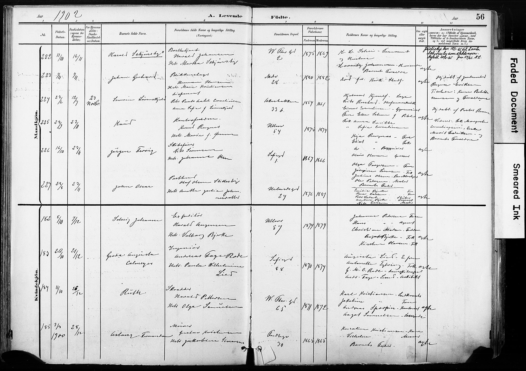 Gamle Aker prestekontor Kirkebøker, SAO/A-10617a/F/L0013: Parish register (official) no. 13, 1901-1908, p. 56