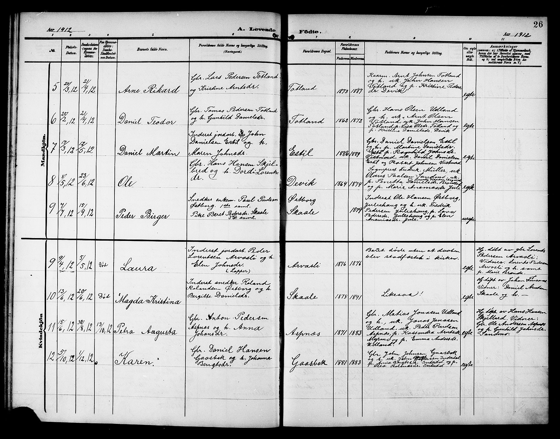 Ministerialprotokoller, klokkerbøker og fødselsregistre - Nord-Trøndelag, AV/SAT-A-1458/757/L0506: Parish register (copy) no. 757C01, 1904-1922, p. 26