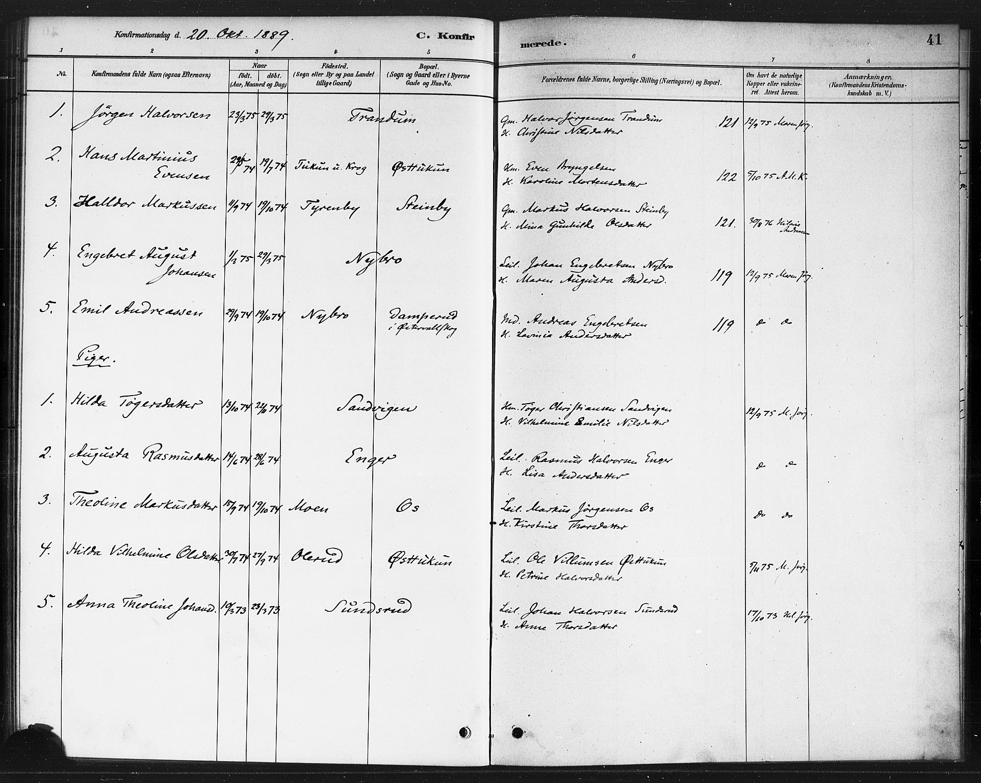 Rødenes prestekontor Kirkebøker, AV/SAO-A-2005/F/Fb/L0001: Parish register (official) no. II 1, 1880-1889, p. 41