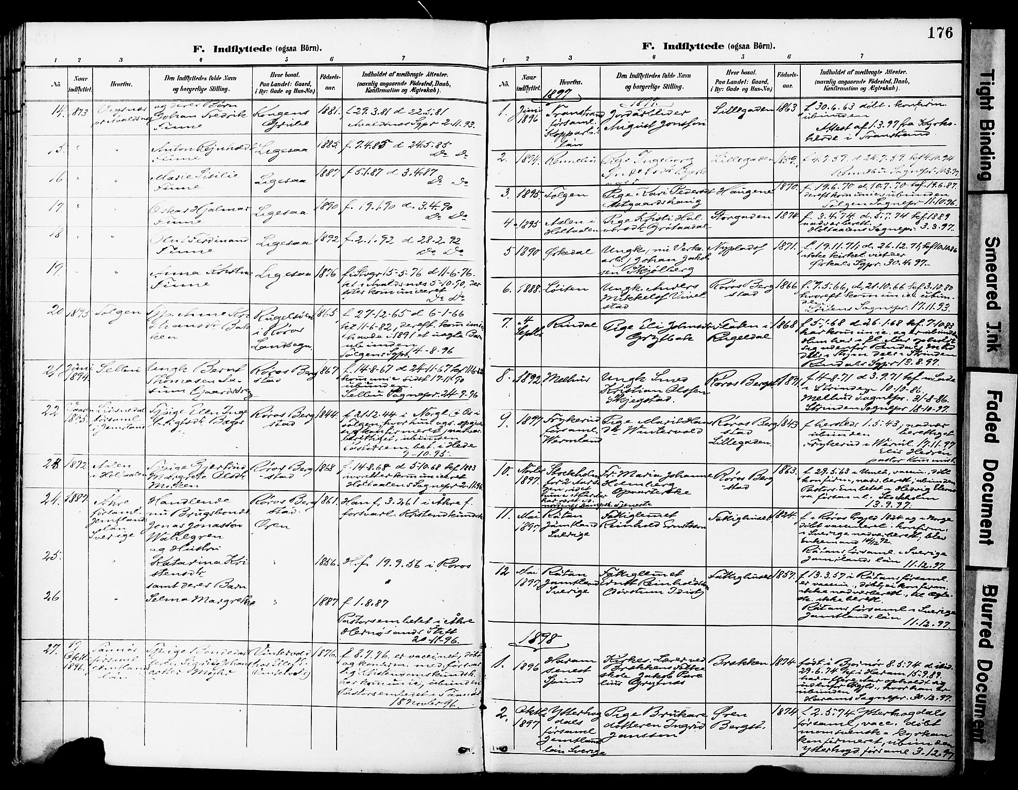 Ministerialprotokoller, klokkerbøker og fødselsregistre - Sør-Trøndelag, SAT/A-1456/681/L0935: Parish register (official) no. 681A13, 1890-1898, p. 176