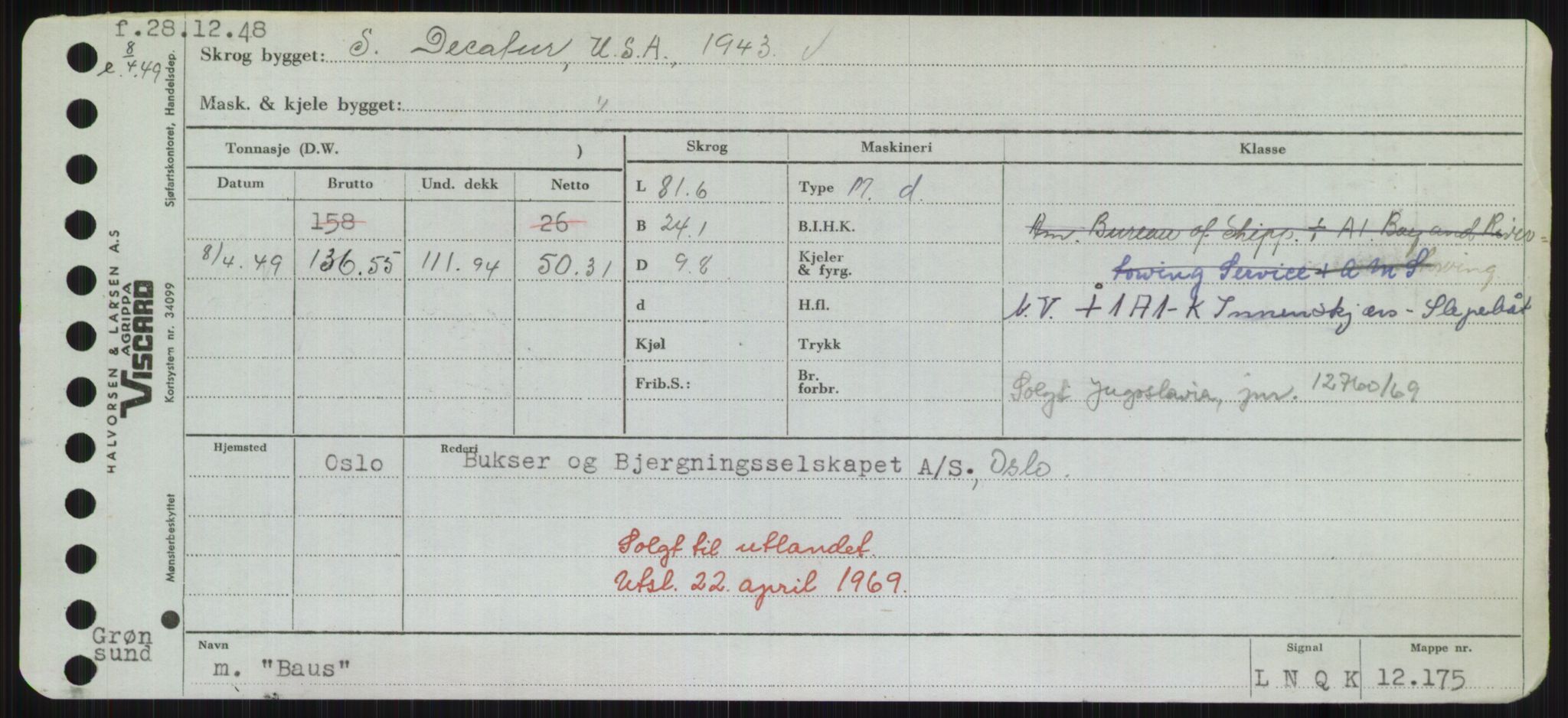 Sjøfartsdirektoratet med forløpere, Skipsmålingen, AV/RA-S-1627/H/Hd/L0003: Fartøy, B-Bev, p. 403