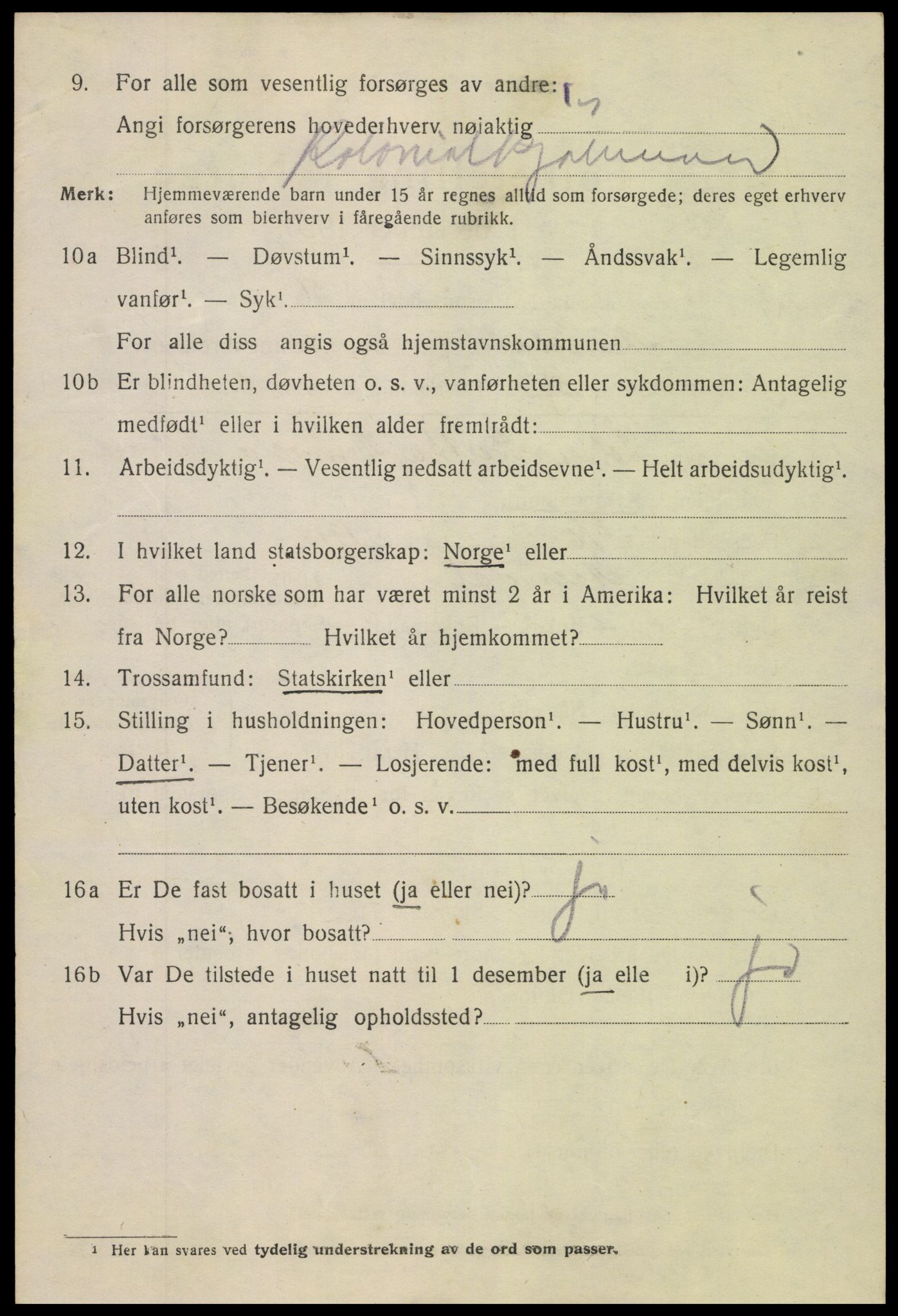 SAK, 1920 census for Arendal, 1920, p. 12443