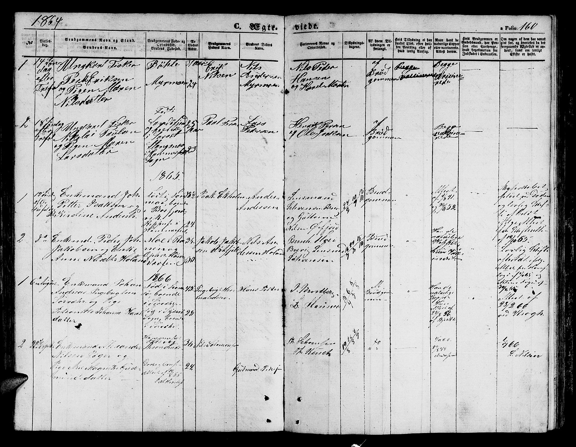 Loppa sokneprestkontor, SATØ/S-1339/H/Hb/L0003klokker: Parish register (copy) no. 3, 1853-1880, p. 160