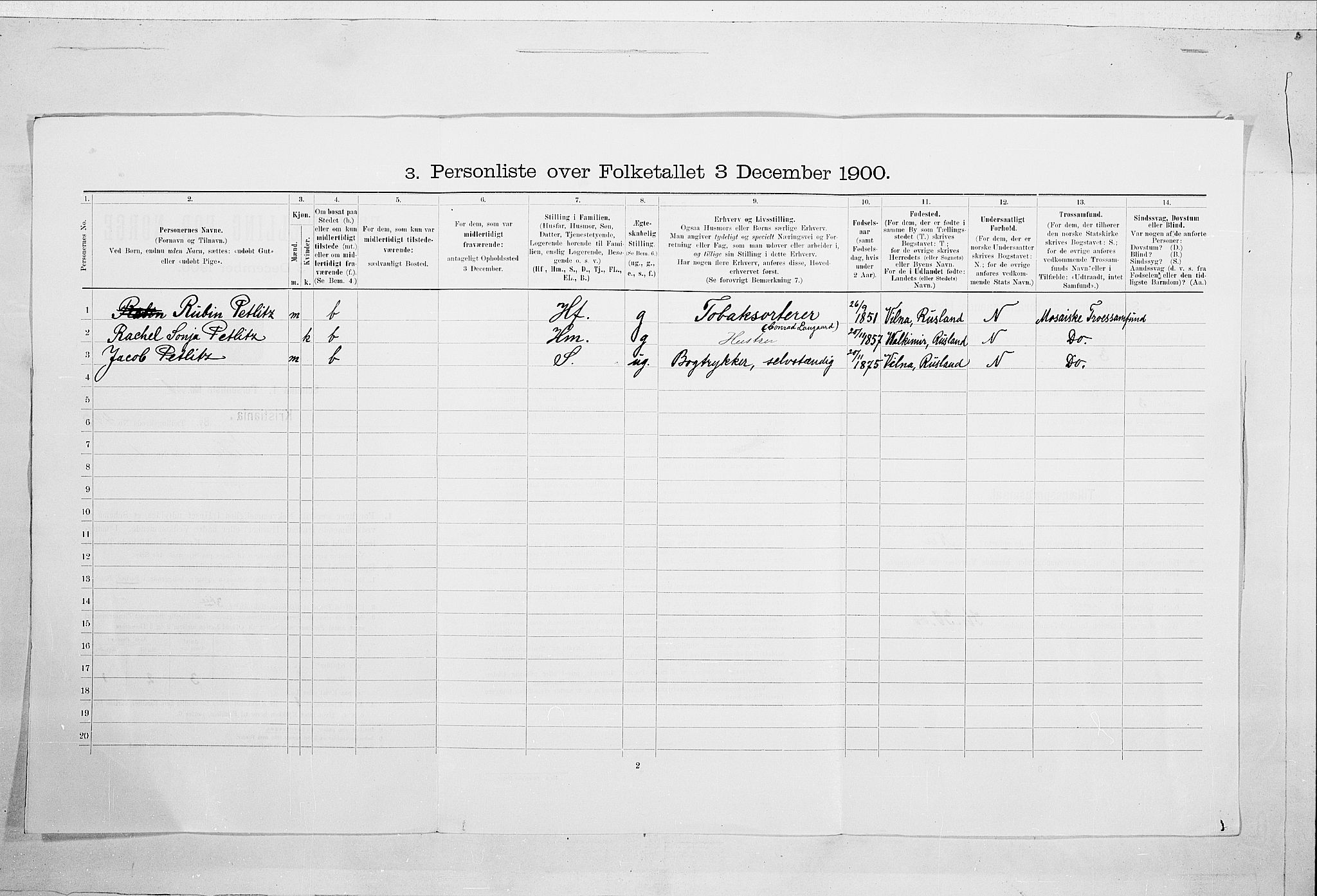 SAO, 1900 census for Kristiania, 1900, p. 111836