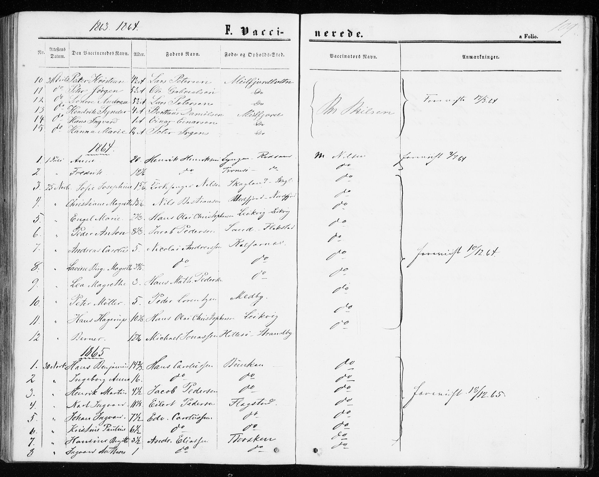 Berg sokneprestkontor, SATØ/S-1318/G/Ga/Gaa/L0002kirke: Parish register (official) no. 2, 1860-1872, p. 109
