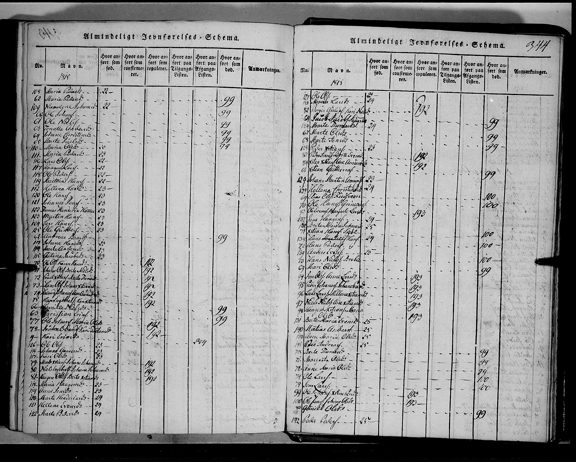Toten prestekontor, SAH/PREST-102/H/Ha/Hab/L0001: Parish register (copy) no. 1, 1814-1820, p. 344