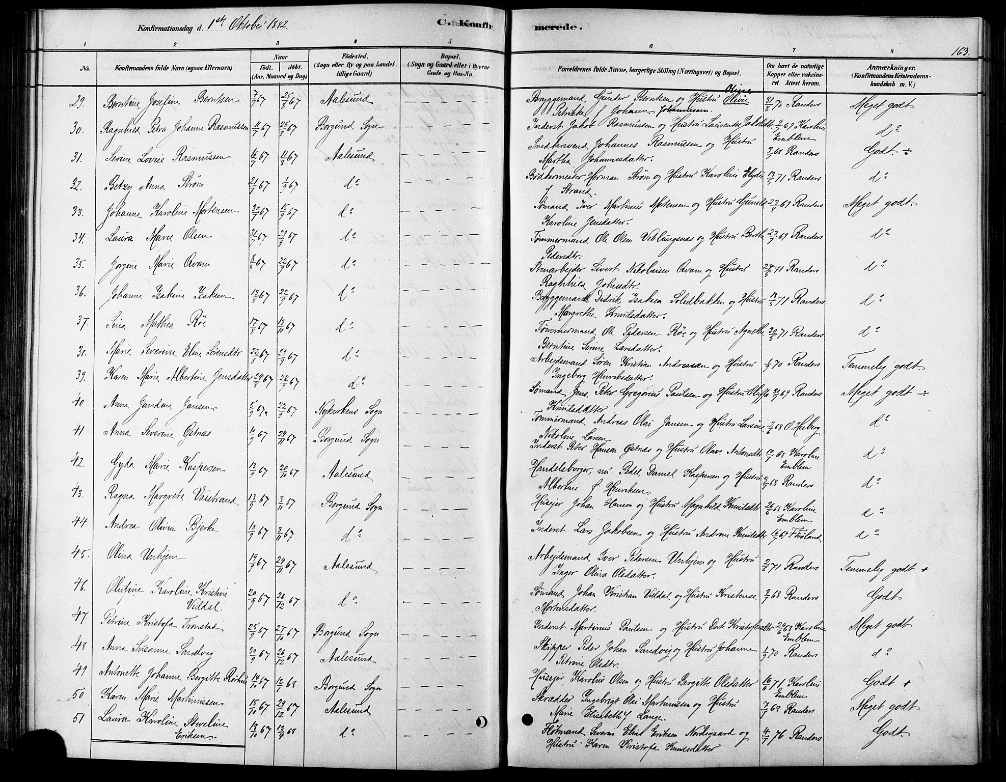 Ministerialprotokoller, klokkerbøker og fødselsregistre - Møre og Romsdal, AV/SAT-A-1454/529/L0454: Parish register (official) no. 529A04, 1878-1885, p. 163