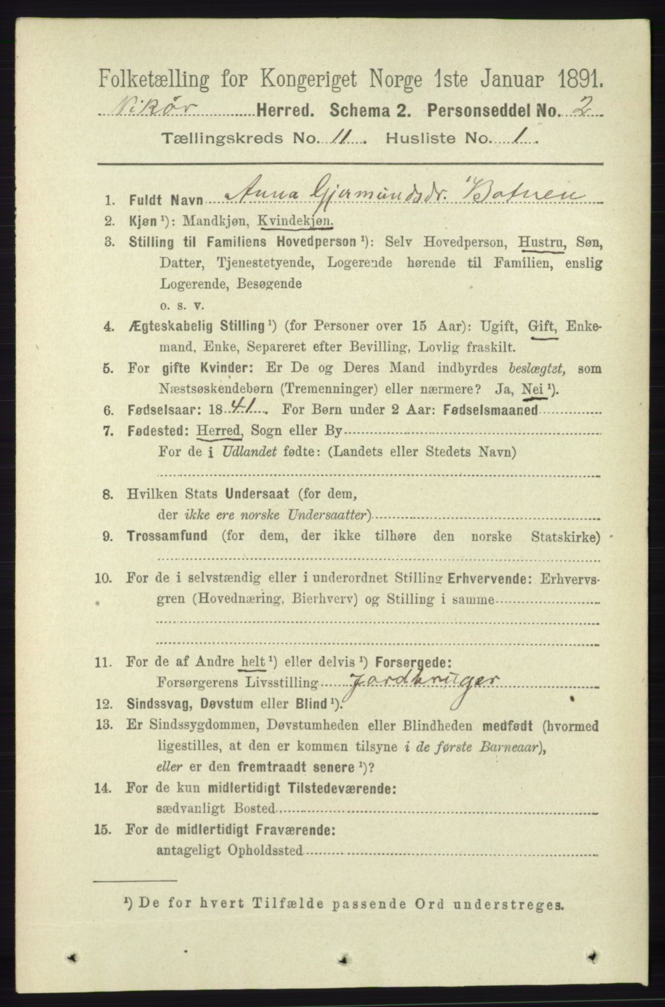 RA, 1891 census for 1238 Vikør, 1891, p. 3147
