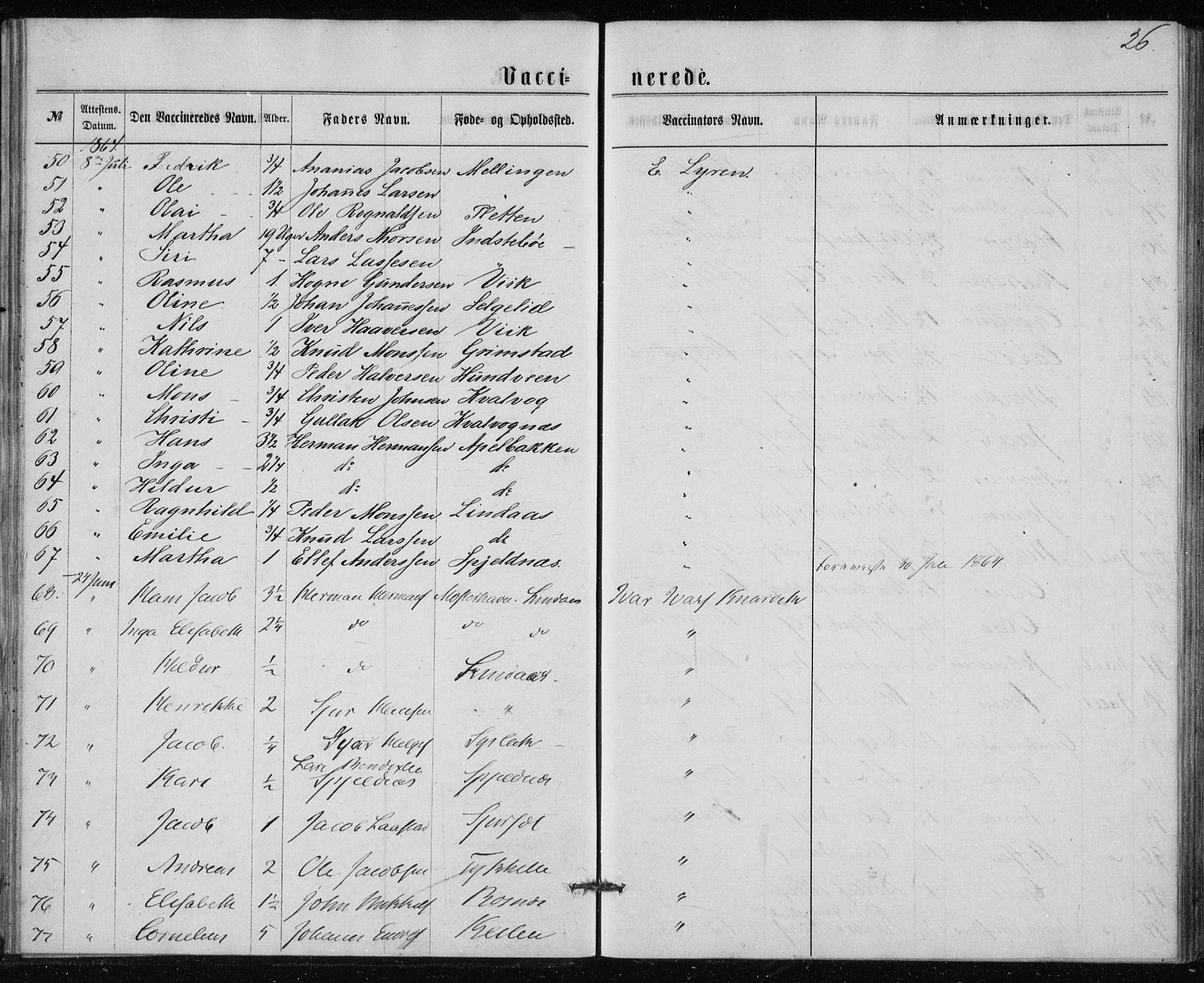 Lindås Sokneprestembete, AV/SAB-A-76701/H/Haa/Haaa/L0017: Parish register (official) no. A 17, 1874-1877, p. 26