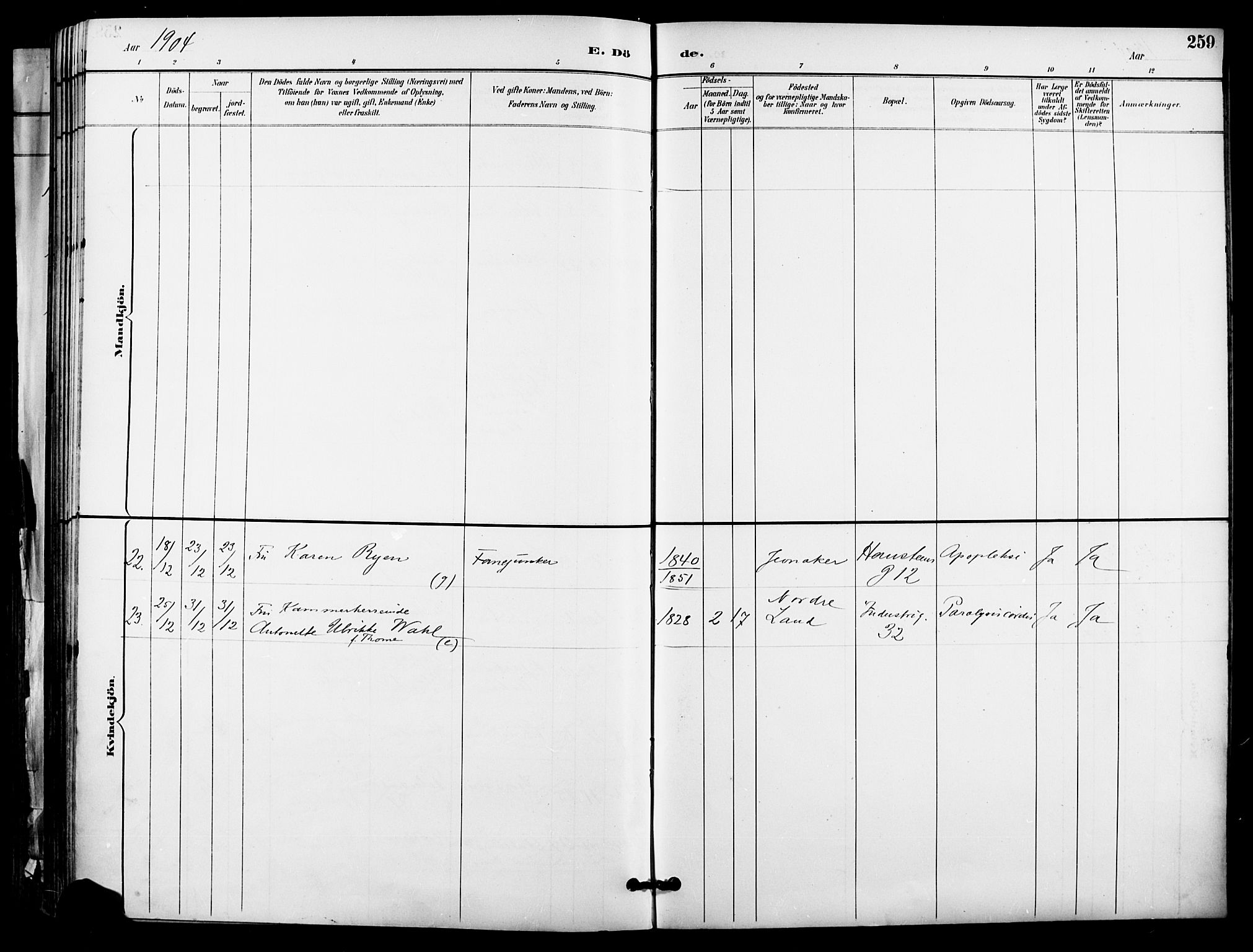 Garnisonsmenigheten Kirkebøker, SAO/A-10846/F/Fa/L0013: Parish register (official) no. 13, 1894-1904, p. 259
