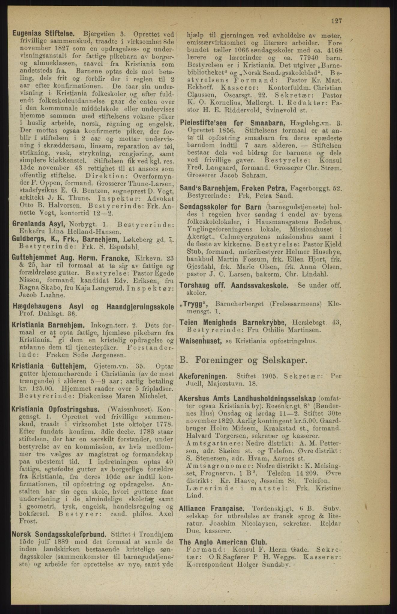 Kristiania/Oslo adressebok, PUBL/-, 1914, p. 127