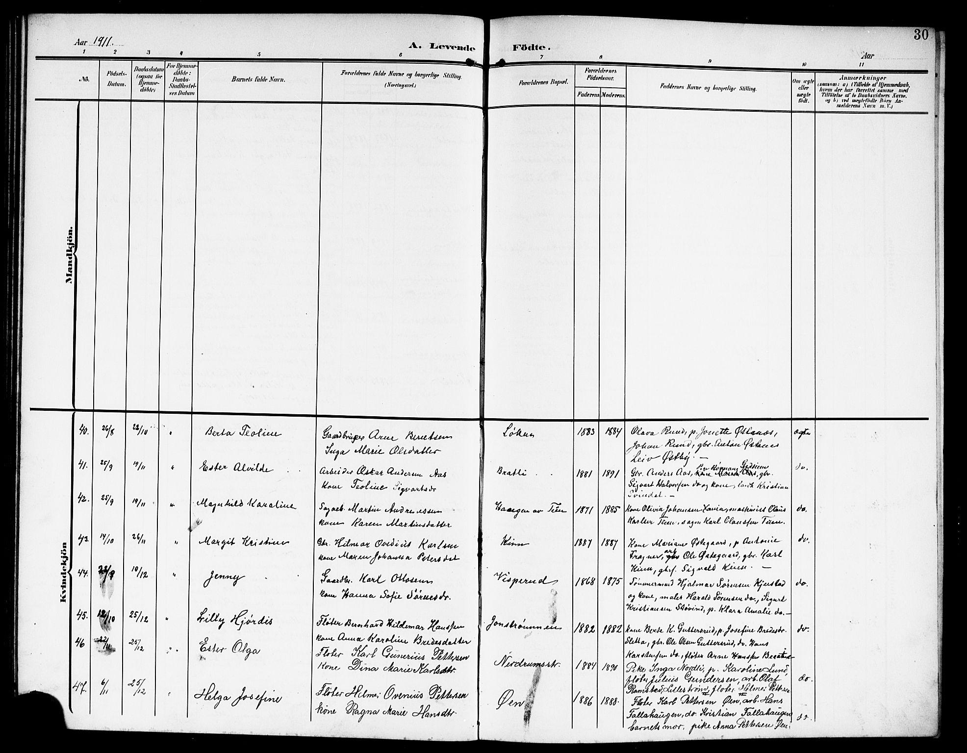 Fet prestekontor Kirkebøker, AV/SAO-A-10370a/G/Ga/L0008: Parish register (copy) no. I 8, 1907-1920, p. 30