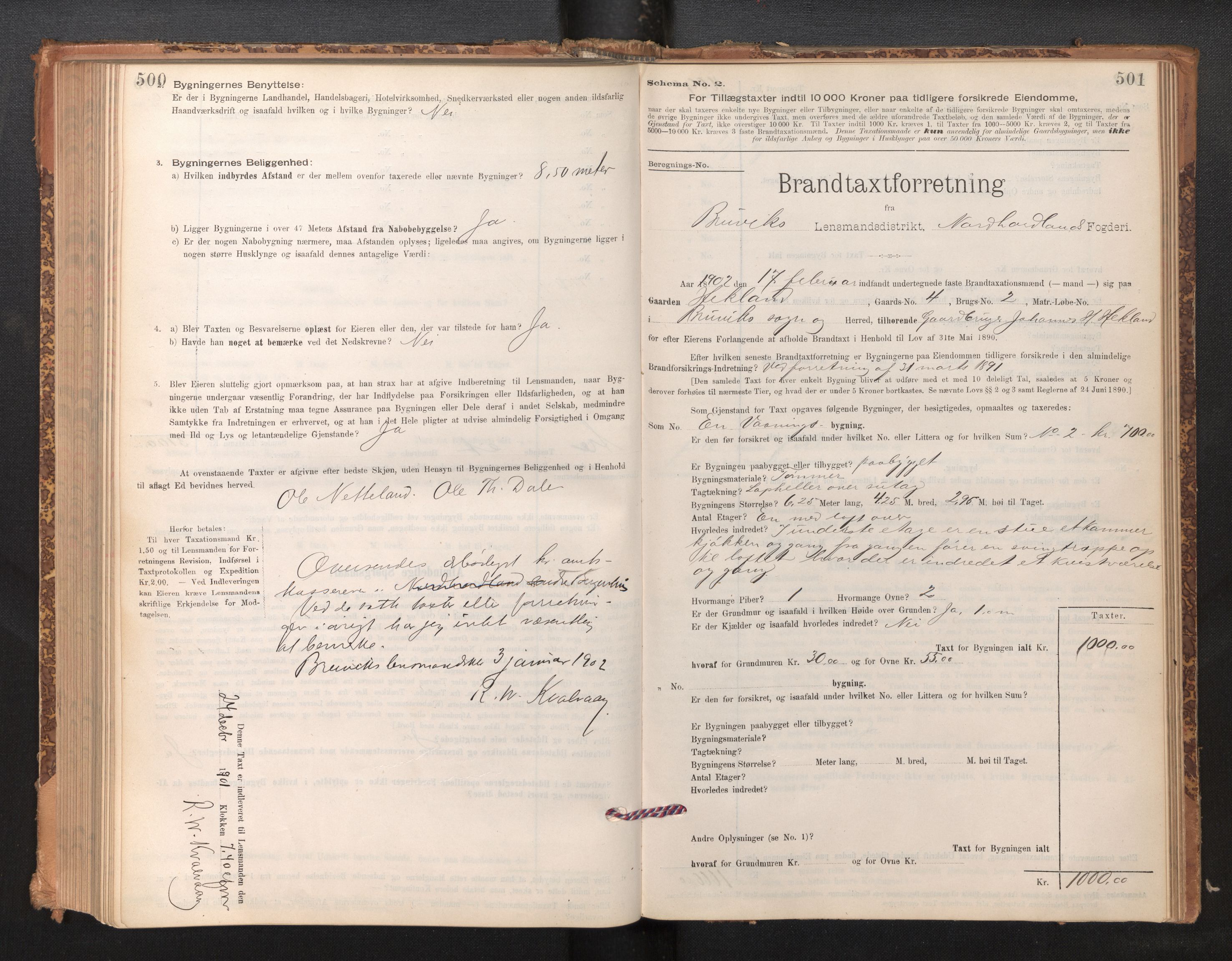 Lensmannen i Bruvik, SAB/A-31301/0012/L0006: Branntakstprotokoll, skjematakst, 1894-1906, p. 500-501