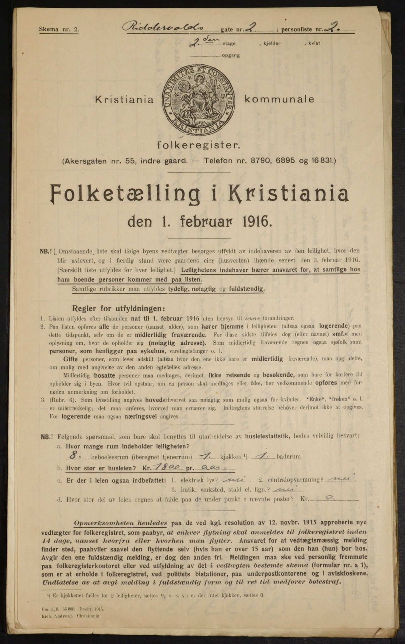 OBA, Municipal Census 1916 for Kristiania, 1916, p. 85183