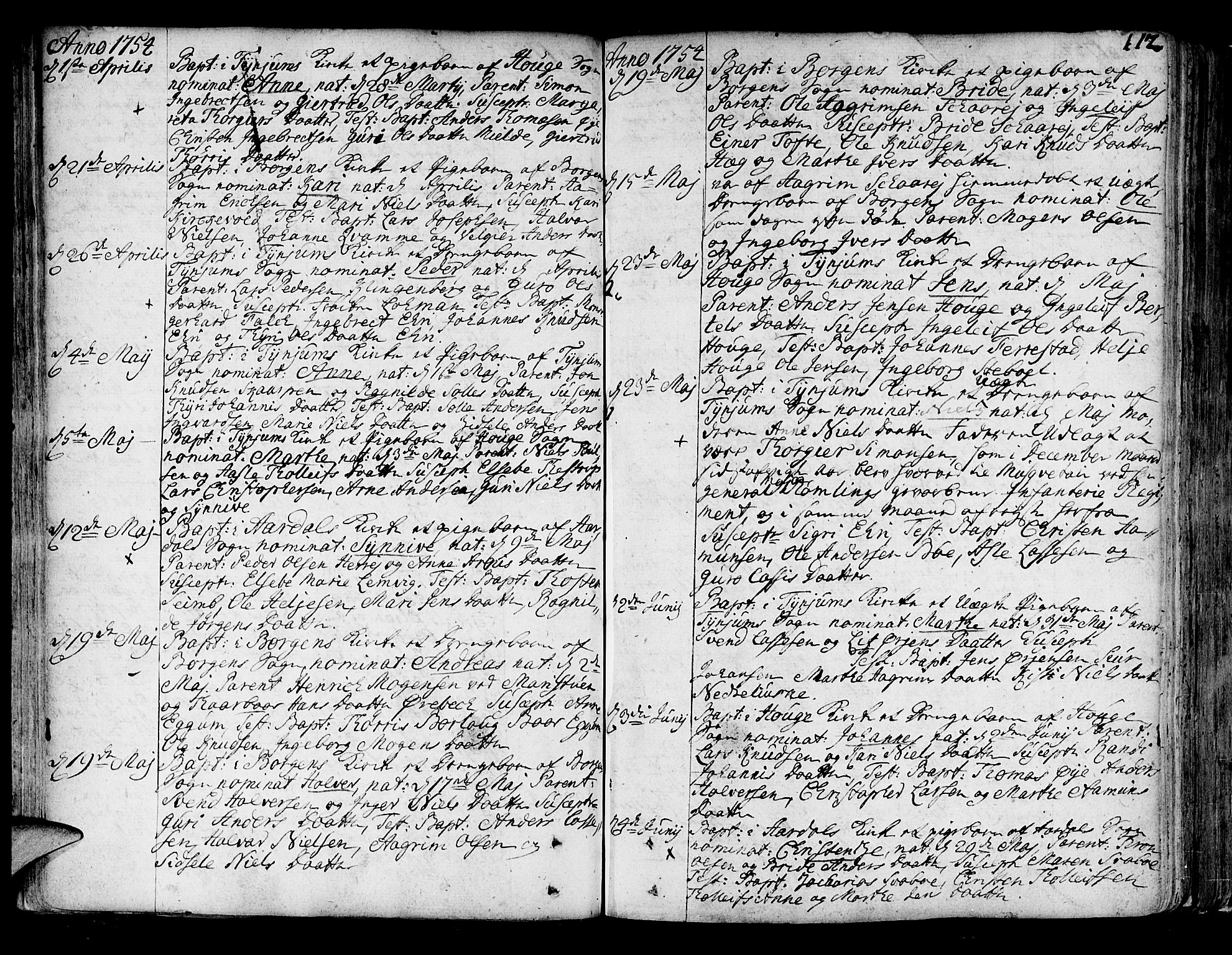 Lærdal sokneprestembete, SAB/A-81201: Parish register (official) no. A 2, 1752-1782, p. 112