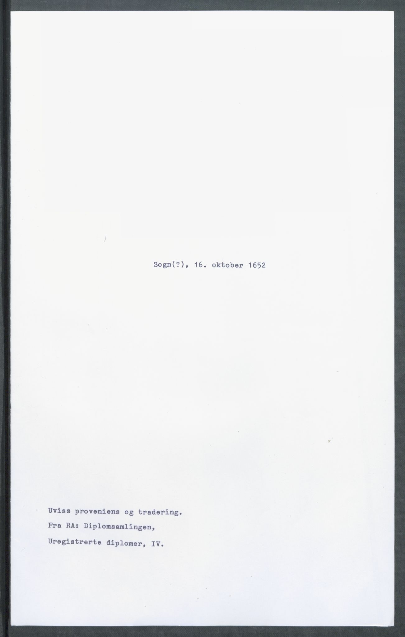 Riksarkivets diplomsamling, RA/EA-5965/F02/L0165: Dokumenter, 1652-1653, p. 99