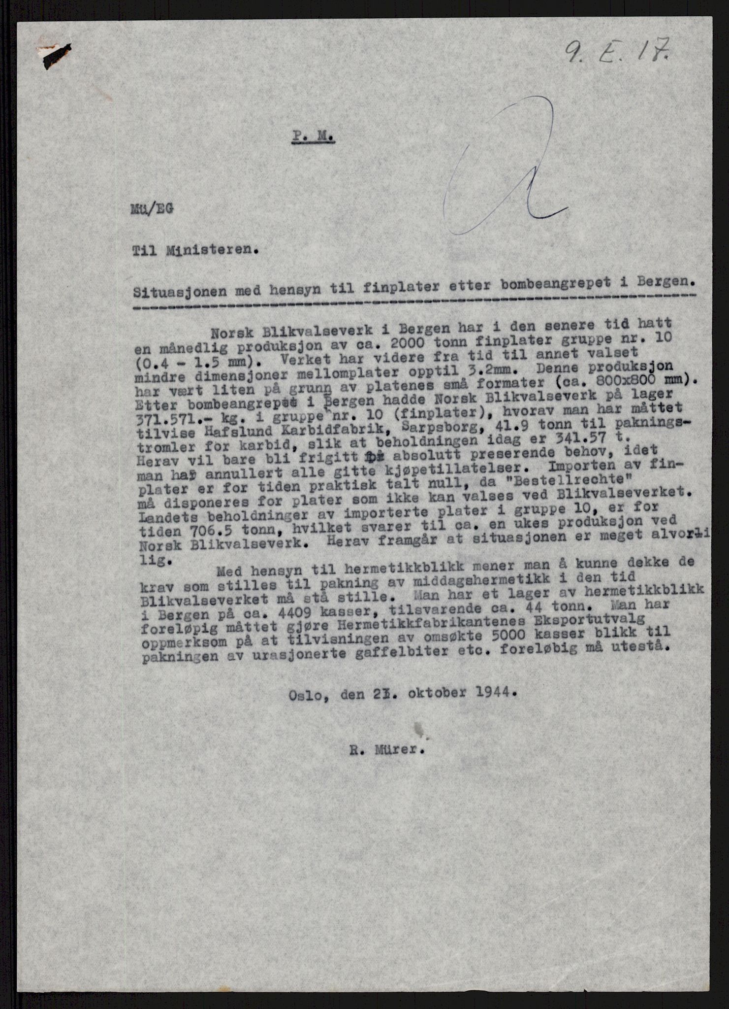 Direktoratet for industriforsyning, Sekretariatet, AV/RA-S-4153/D/Df/L0056: 9. Metallkontoret, 1940-1945, p. 1342