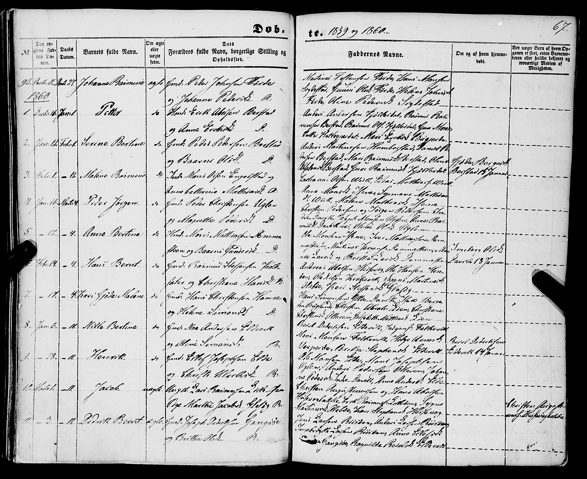 Davik sokneprestembete, AV/SAB-A-79701/H/Haa/Haaa/L0005: Parish register (official) no. A 5, 1850-1866, p. 67