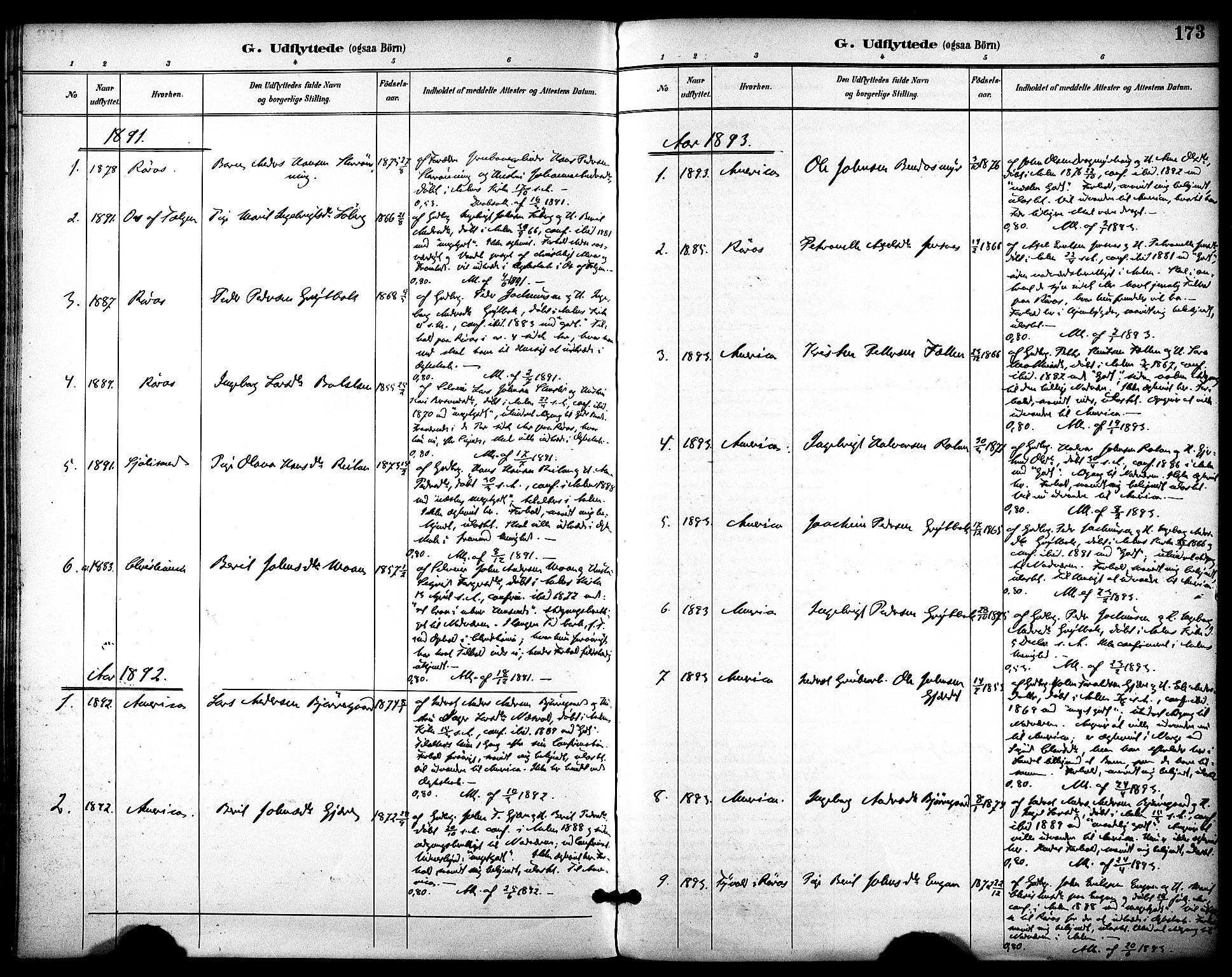 Ministerialprotokoller, klokkerbøker og fødselsregistre - Sør-Trøndelag, SAT/A-1456/686/L0984: Parish register (official) no. 686A02, 1891-1906, p. 173