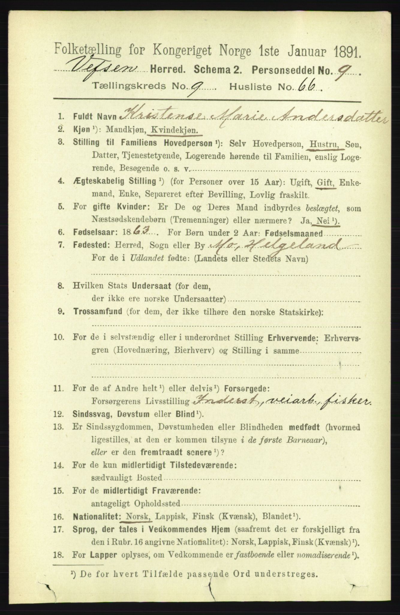 RA, 1891 census for 1824 Vefsn, 1891, p. 5126