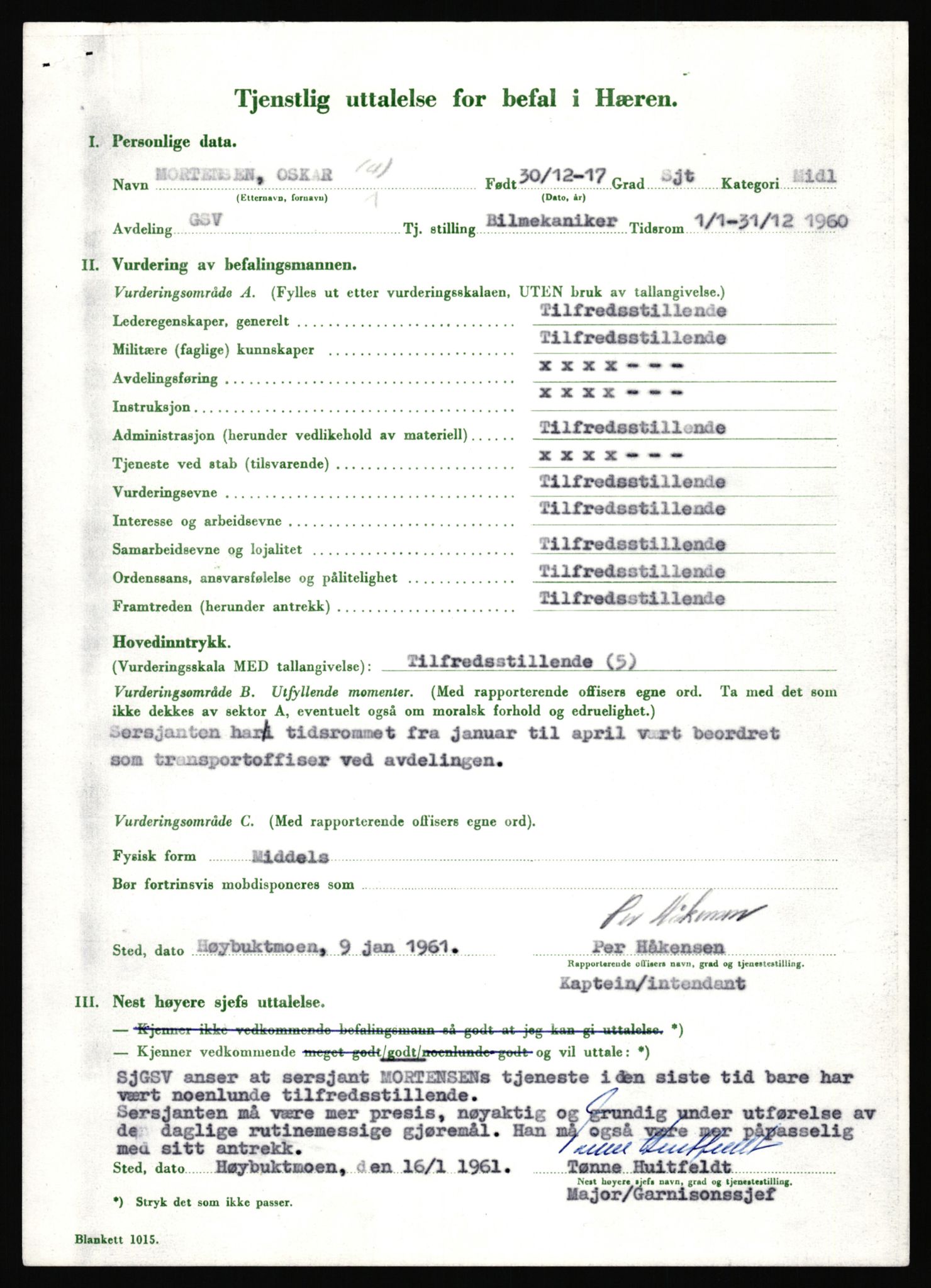 Forsvaret, Varanger bataljon, AV/RA-RAFA-2258/1/D/L0456: Rulleblad og tjenesteuttalelser for befal født 1916-1919 og 1921-1923, 1916-1923, p. 185